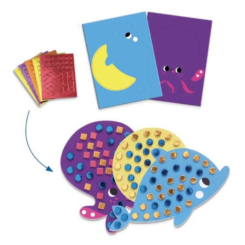 DJECO Multi-Activity Craft Kit for Kids - Seaside Delights Art Set, Creative DIY Gifts for Children | Beach-Themed Arts & Crafts for Summer Vacation & Birthday Parties