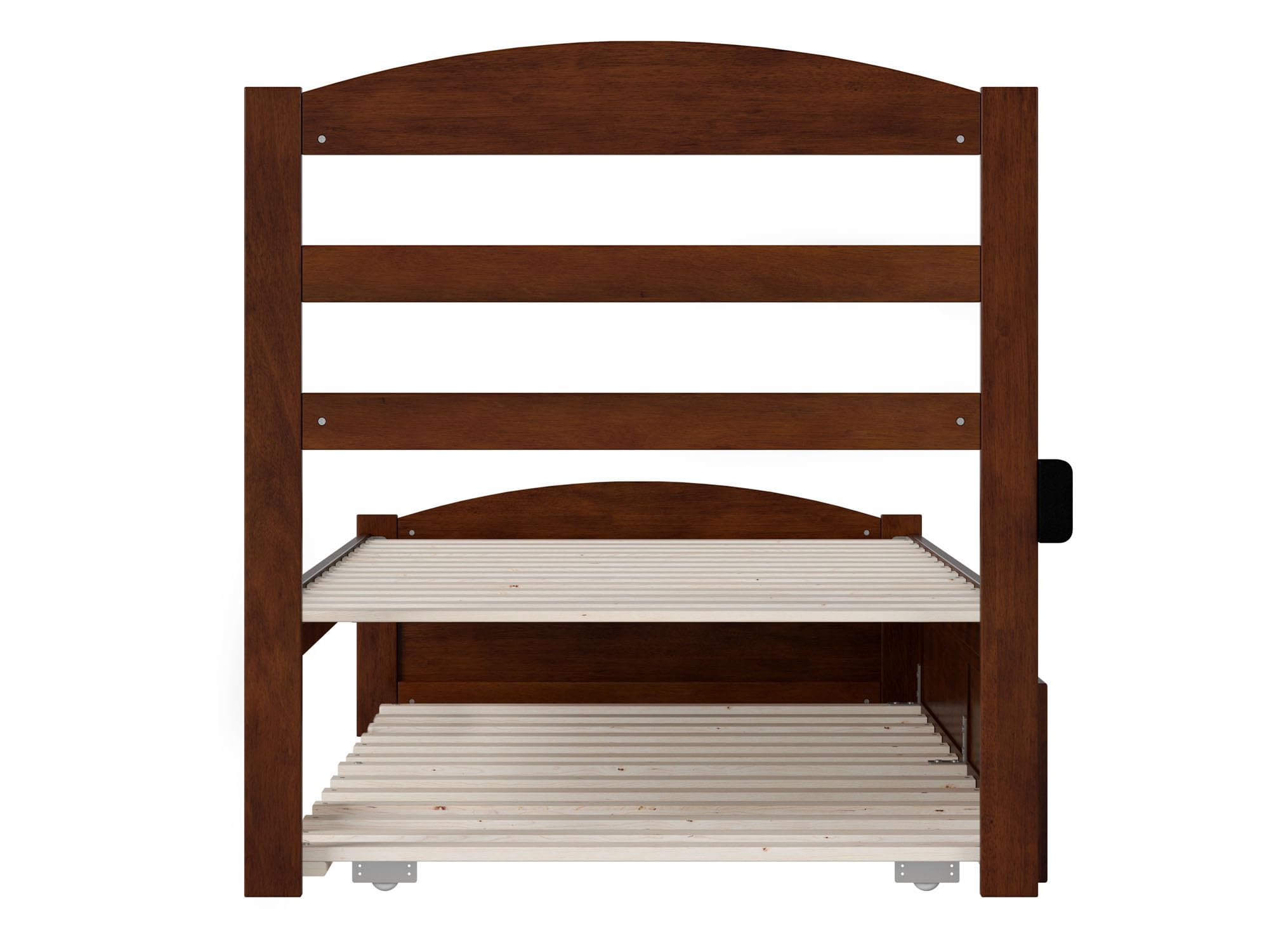 AFI Warren Twin XL Platform Bed with Footboard, Twin XL Trundle & USB Charging - Walnut Finish - Space-Saving Bedroom Solution for Small Rooms, Guest Rooms & Dorm Living