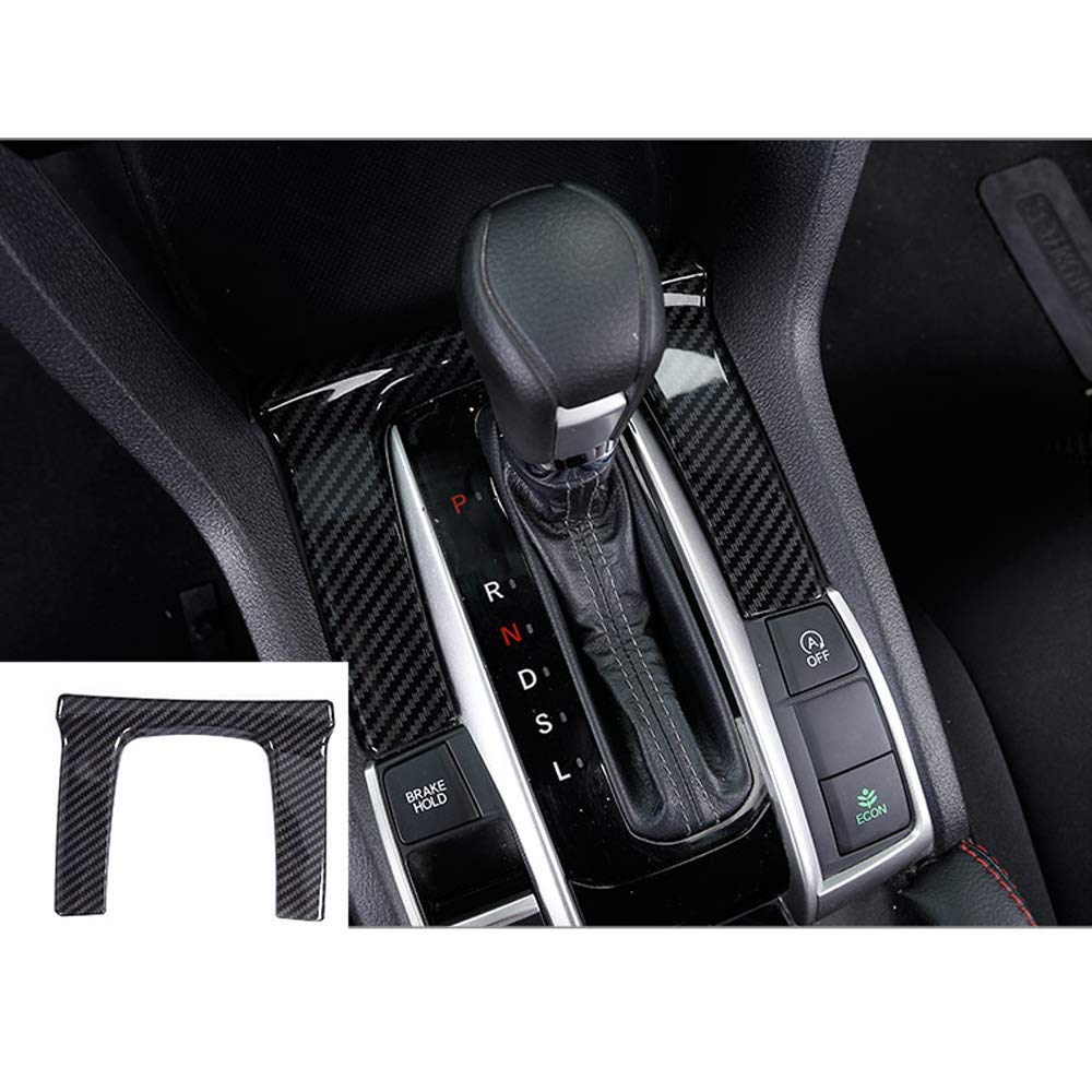 XITER Carbon Fiber Gear Panel Trim & Shift Box Cover for 2016-2021 Honda Civic 10th Gen (Automatic Transmission) - 2PC Interior Accessories for Enhanced Car Styling & Protection