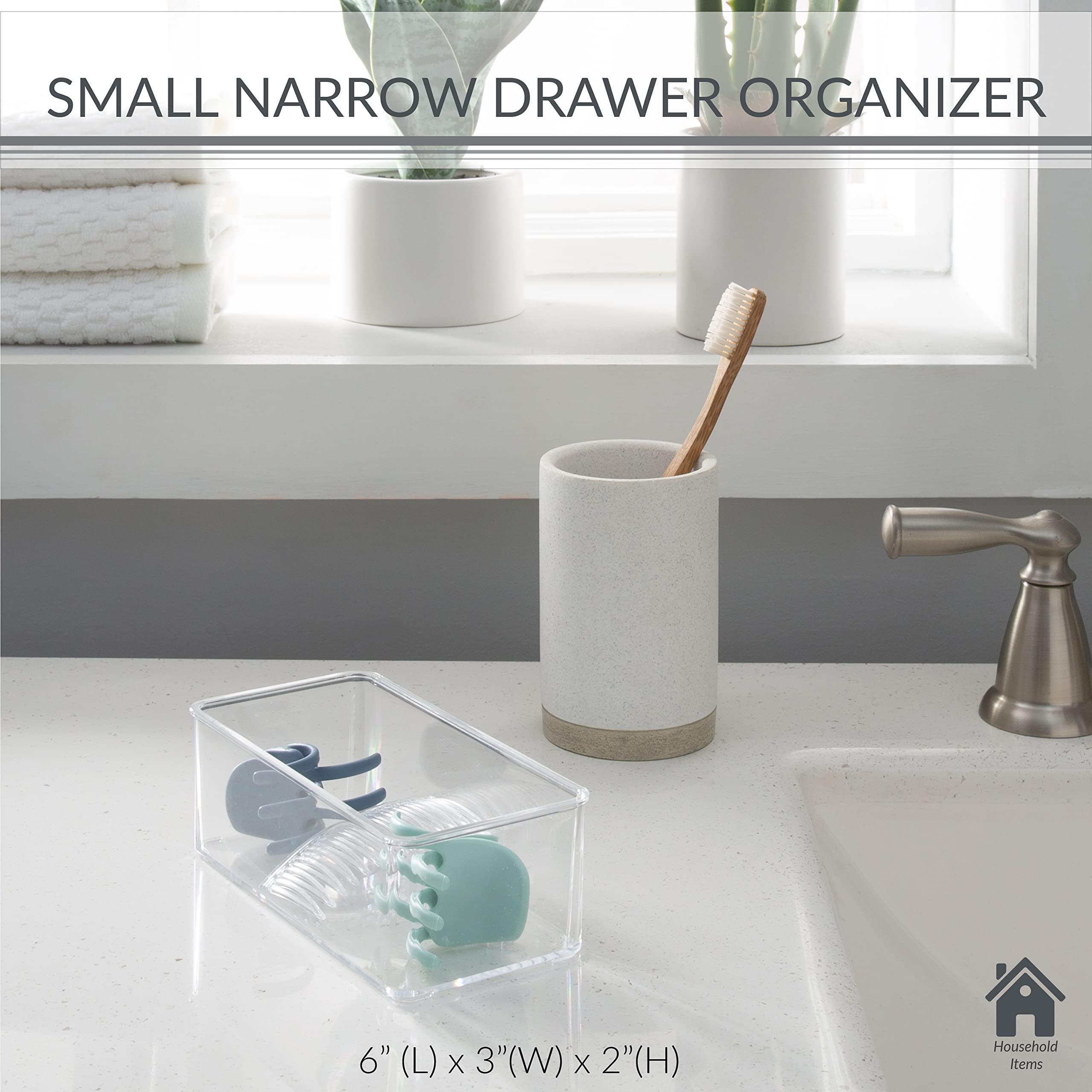 Simplify Small Multi-Purpose Drawer Organizer - Transparent Storage Box for Desk, Office, Bathroom & Cosmetics | Home & Office Organization Accessories | Perfect for Makeup, Stationery & Small Item Storage
