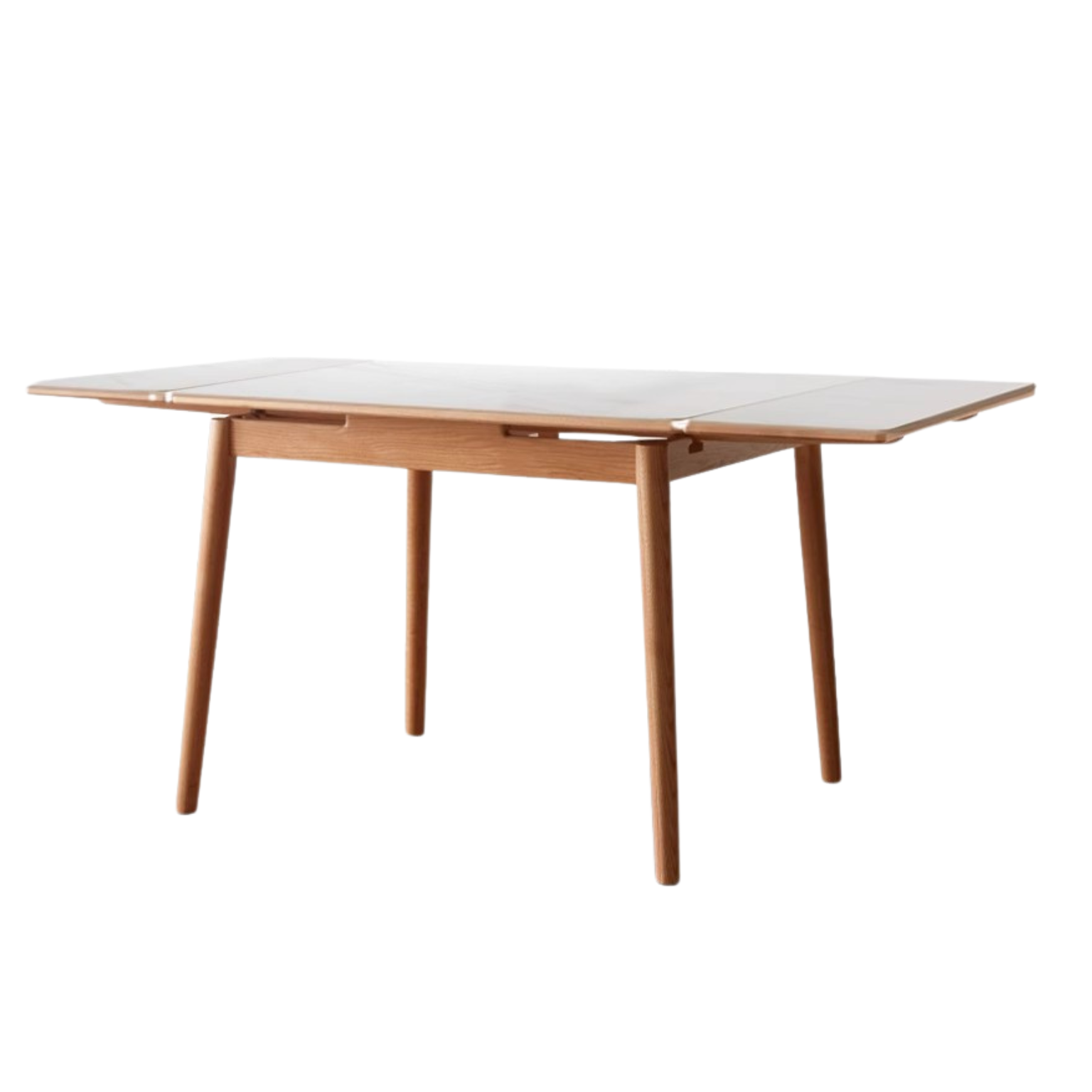 35.4-59x31.5x29.9 inch / 90-150x80x76.2 сm / Natural Wood Color / Retractable dining table with rock slab surface