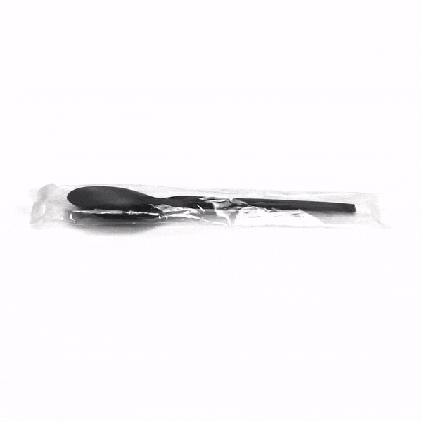 Eco-Friendly Black CPLA Plastic Spoons - Compostable, Heat Resistant, Individually Wrapped (6.5