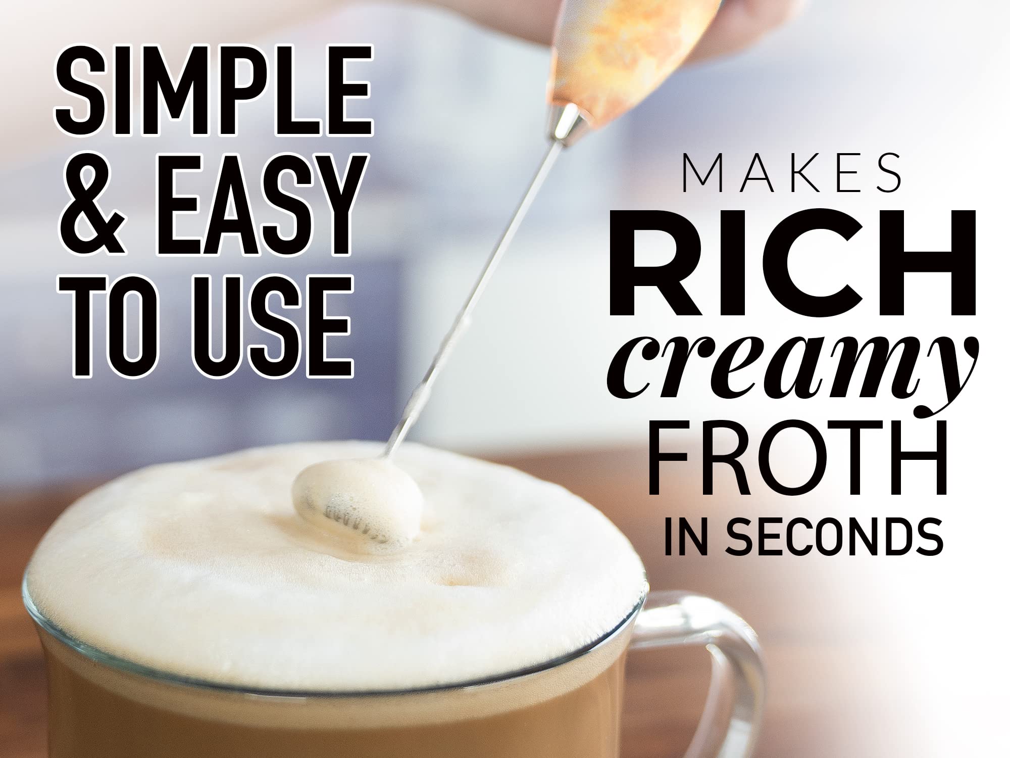 Premium PRO MILK FROTHER WAND - High-Speed Handheld Milk Frother with Upgraded Stand - Powerful Electric Foam Maker with Stainless Steel Whisk (Granite) - Perfect for Lattes, Cappuccinos, Hot Chocolate & Baking - Ideal for Home Baristas & Coffee Lovers