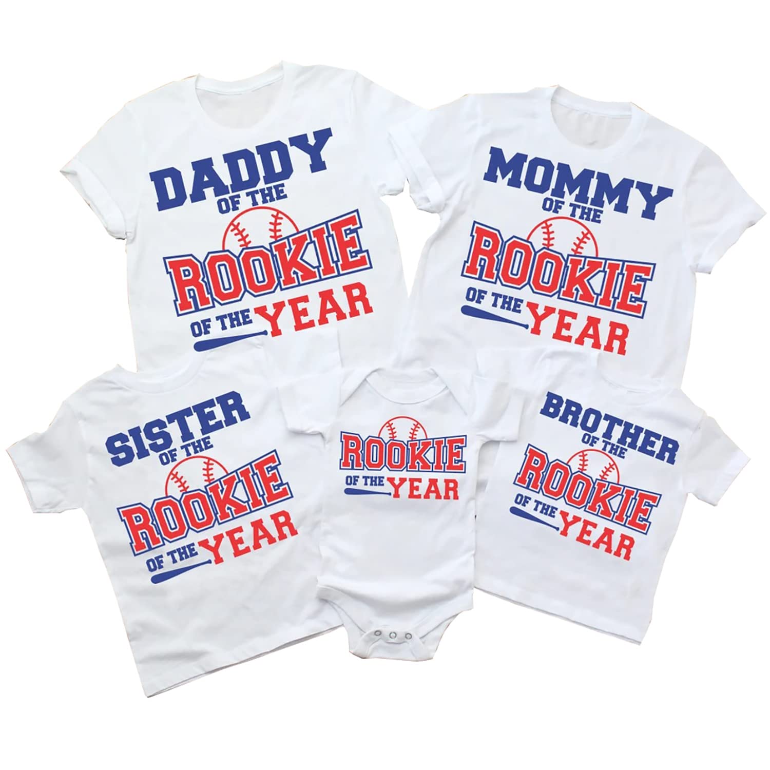 Rookie of The Year Baseball Birthday T-Shirt - Matching Family Set for 1st Birthday & Baseball Lovers | Perfect for Baseball Themed Parties, Family Photos & Sports Celebrations