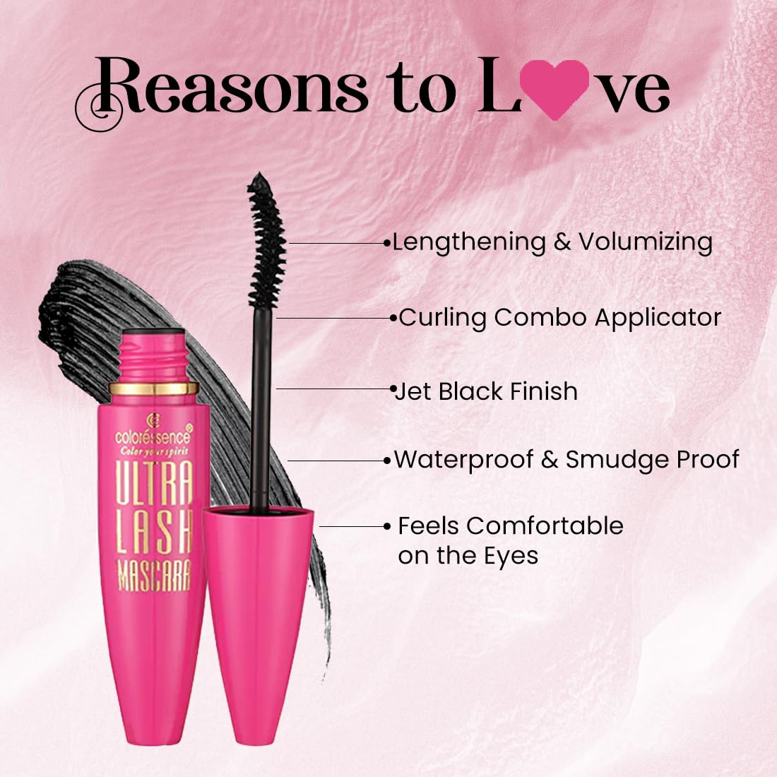 **COLORESSENCE Ultra Lash Pro Mascara - Volumizing & Lengthening for Dramatic Lashes | Smudge-Proof, Waterproof Formula | Intense Black Finish | Buy 1 Get 1 Free | Perfect for Daytime, Nighttime & Special Occasions**
