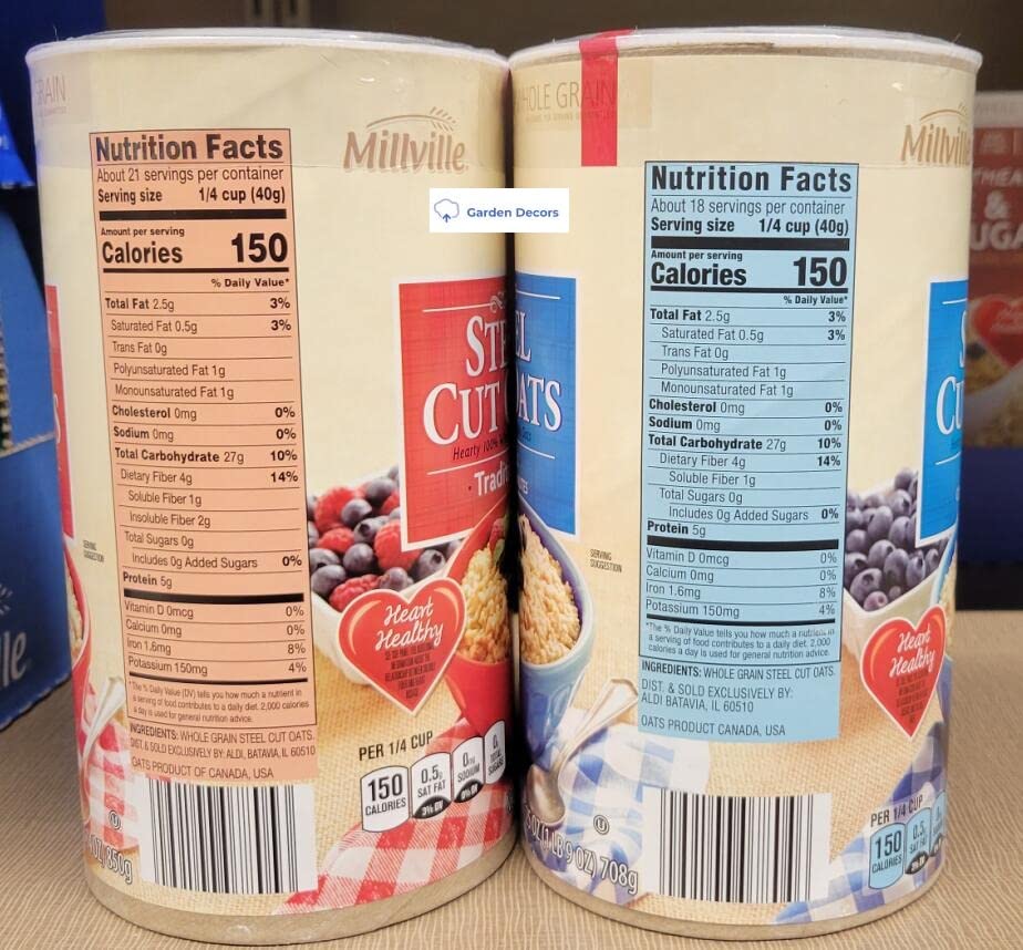 Millville Steel Cut Oats - 100% Whole Grain Hearty Oatmeal (Traditional & Quick Cook) - 2 Pack Tubes - Perfect for Breakfast, Baking & Healthy Snacks