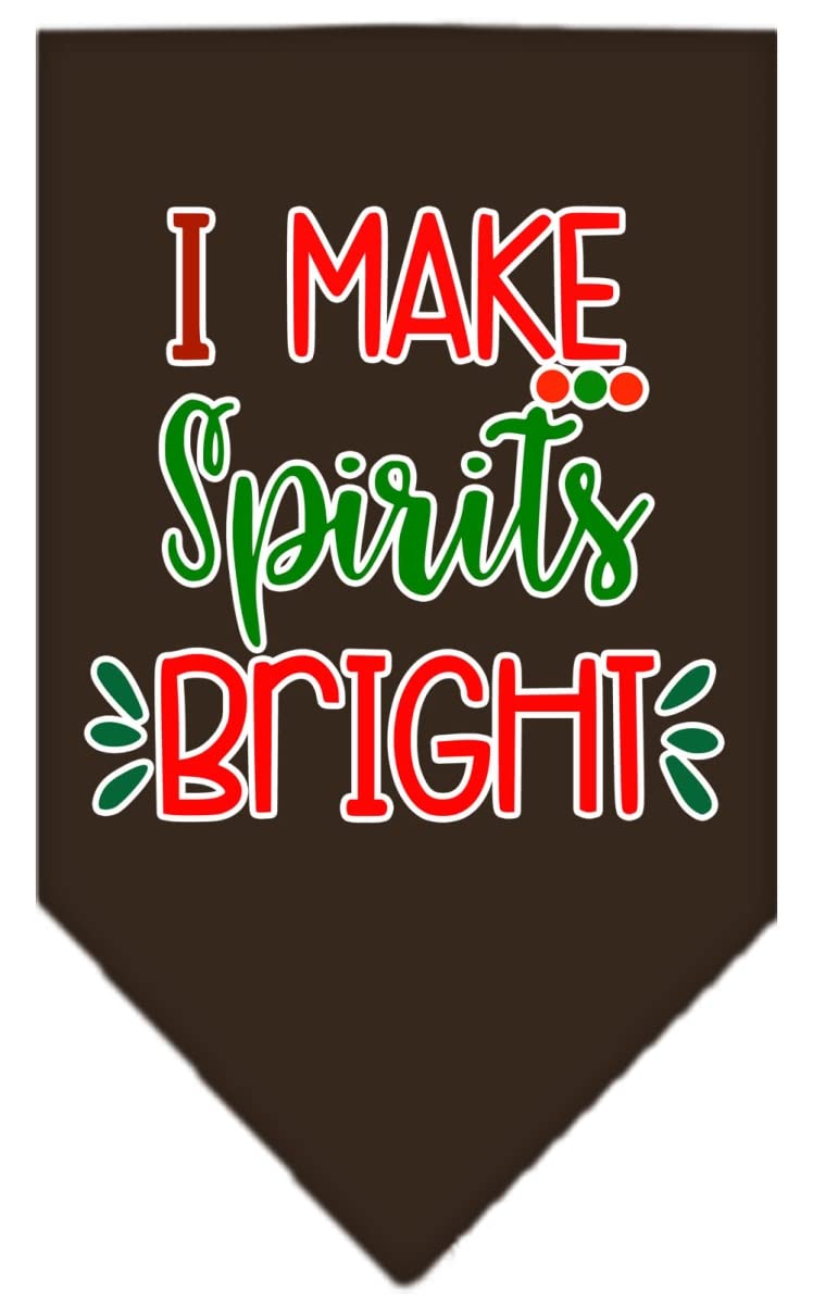 Christmas Pet Bandana for Dogs - 'I Make Spirits Bright' Screen Printed Holiday Dog Scarf - Perfect for Holiday Photos, Parties & Festive Gatherings