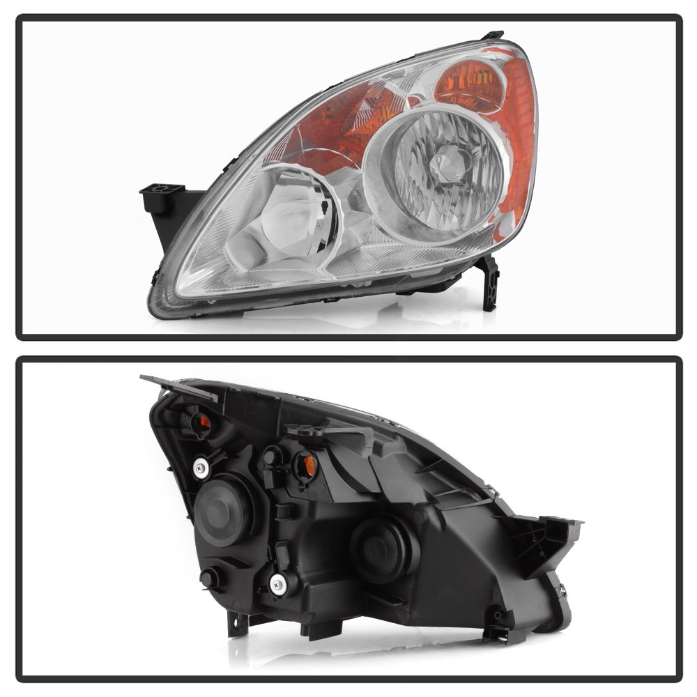 ACANII Chrome OE Style Headlights Replacement for 2005-2006 Honda CR-V - Left & Right Pair - Durable Front Lamps for Night Driving & Foggy Conditions