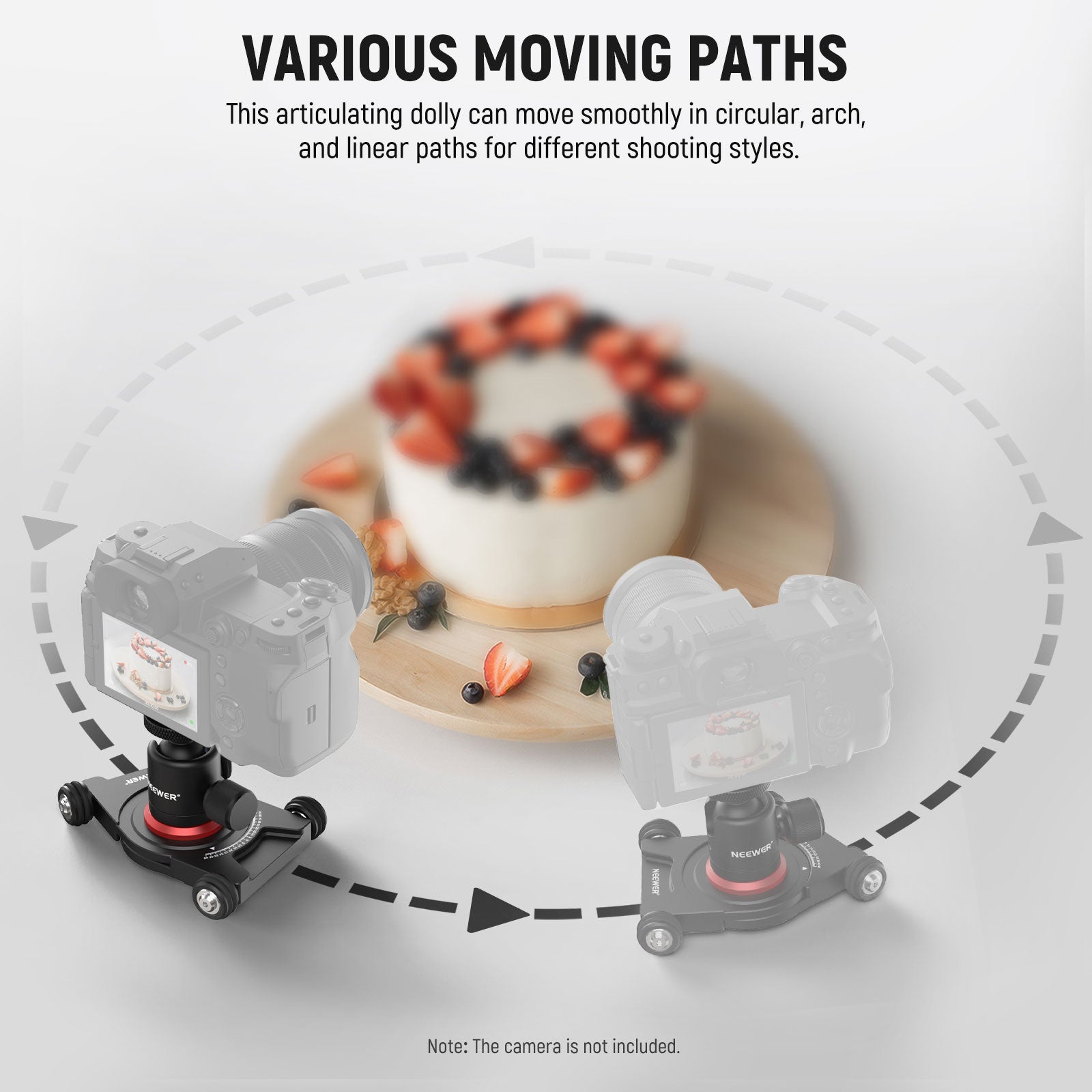 NEEWER SD001 Professional Camera Slider Dolly with 360° Ball Head & Universal Phone Clamp - Perfect for Time-Lapse Photography, Vlogging, and Smooth Video Shots