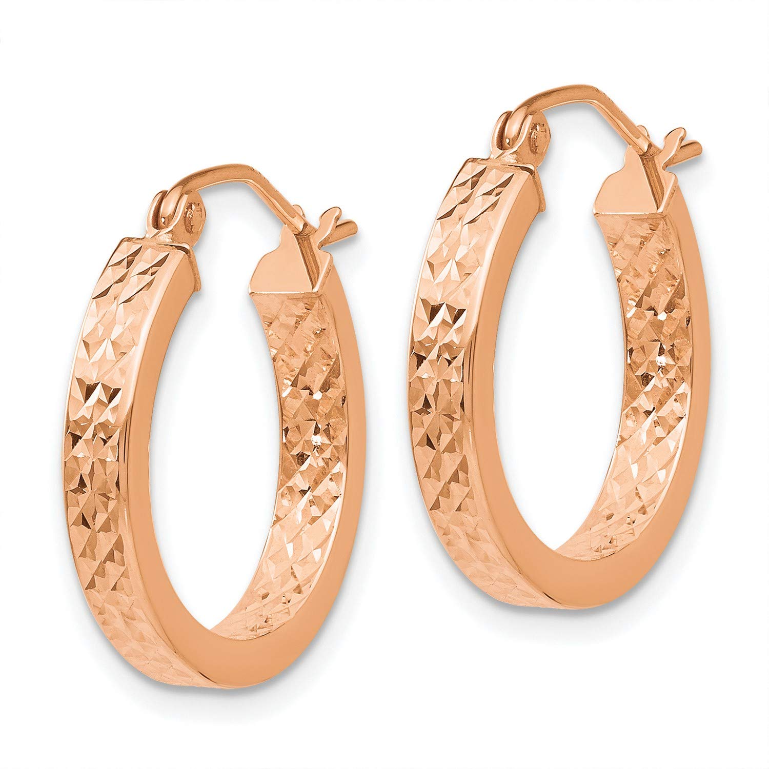 14K Rose Gold Rose and Out Hoop Earrings 17x3mm - Elegant Dainty Jewelry for Women, Perfect for Everyday Wear, Date Night & Special Occasions