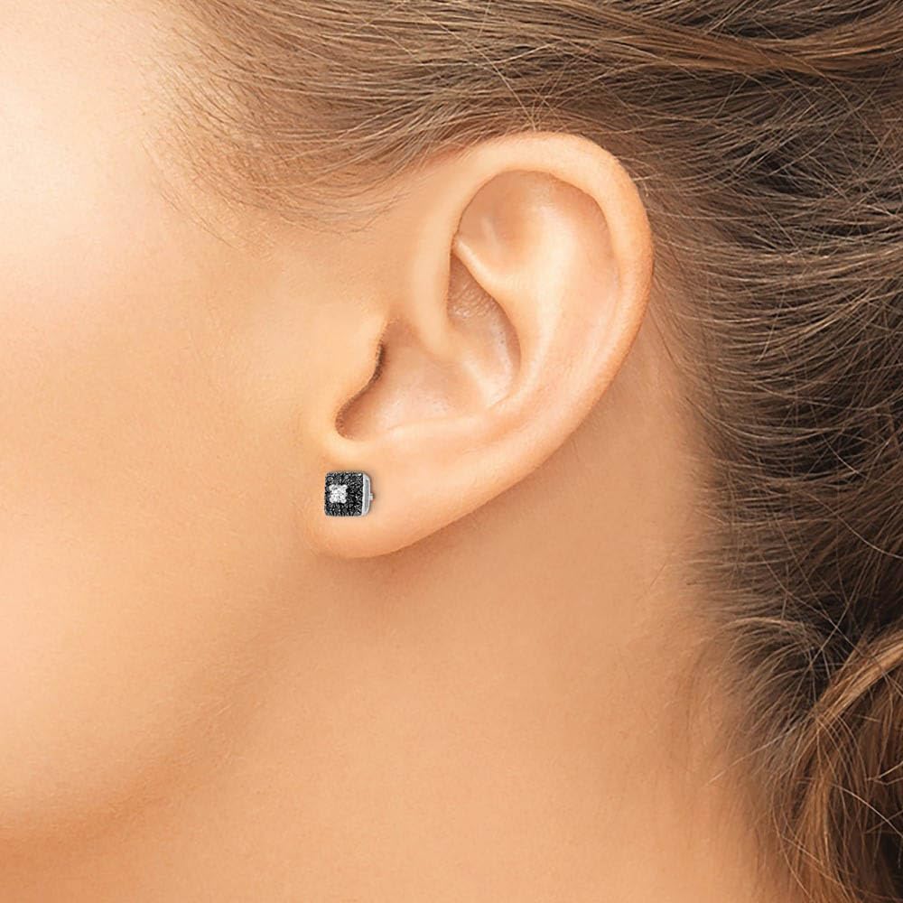 Sterling Silver 6mm Square Diamond Earrings for Women - Party & Wedding
