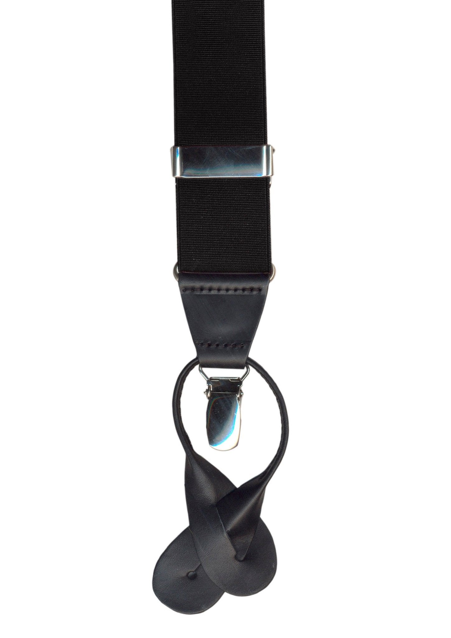 Premium HENERY SARTORIAL x LEYVA Adjustable Suspenders with Metal Loops & Clips - Classic Black for Formal Wear, Business Attire & Vintage Style Outfits