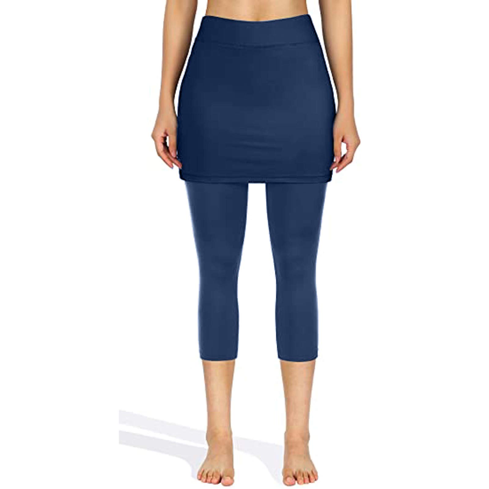 VOWUA Women's Skirted Leggings with Pockets - High Waist Yoga Pants with Built-in Skirt for Running, Tennis & Workout | Comfortable Athletic Wear for Gym, Fitness & Casual Outfits