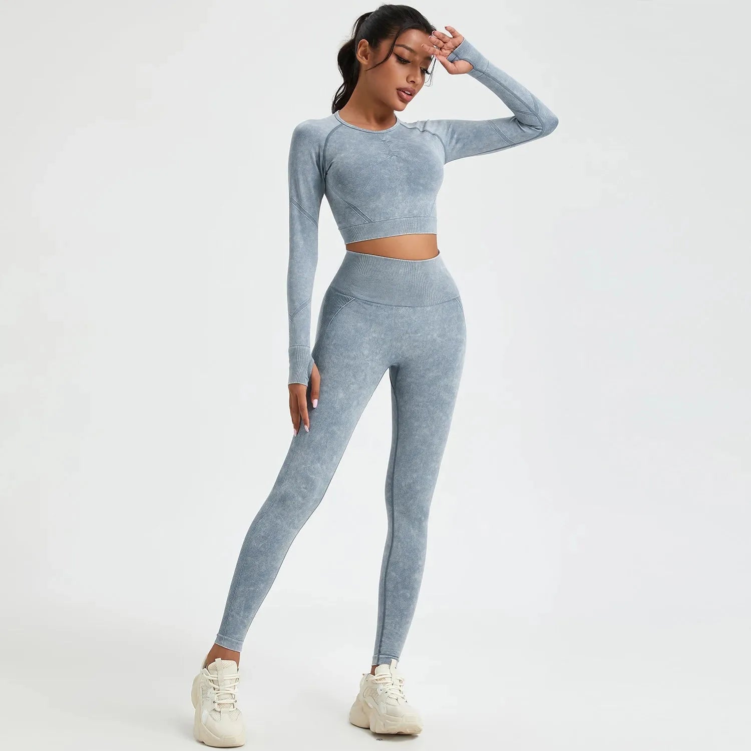 Women's Autumn Wash Skinny Stretch Sport Pants Set - Comfortable Activewear for Yoga, Running & Gym Workouts