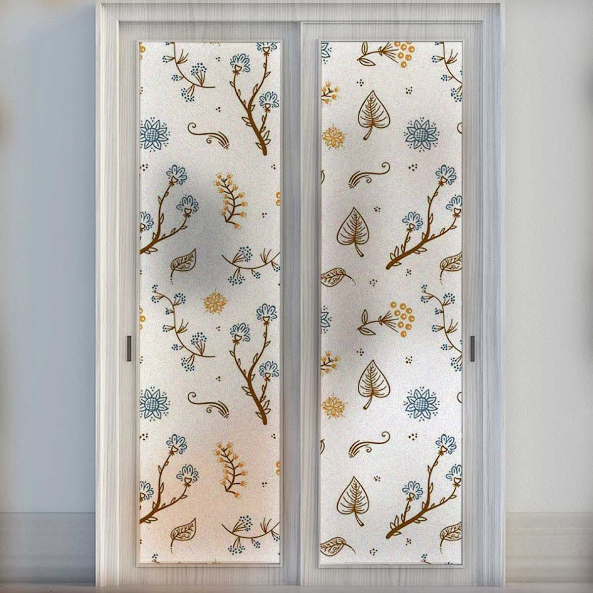 Heat Control Window Film - Colorful Fresh Flowers & Birds Leaves Static Cling Insulation Film for Kitchen, Living Room & Office (Blocks UV Rays & Reduces Glare)