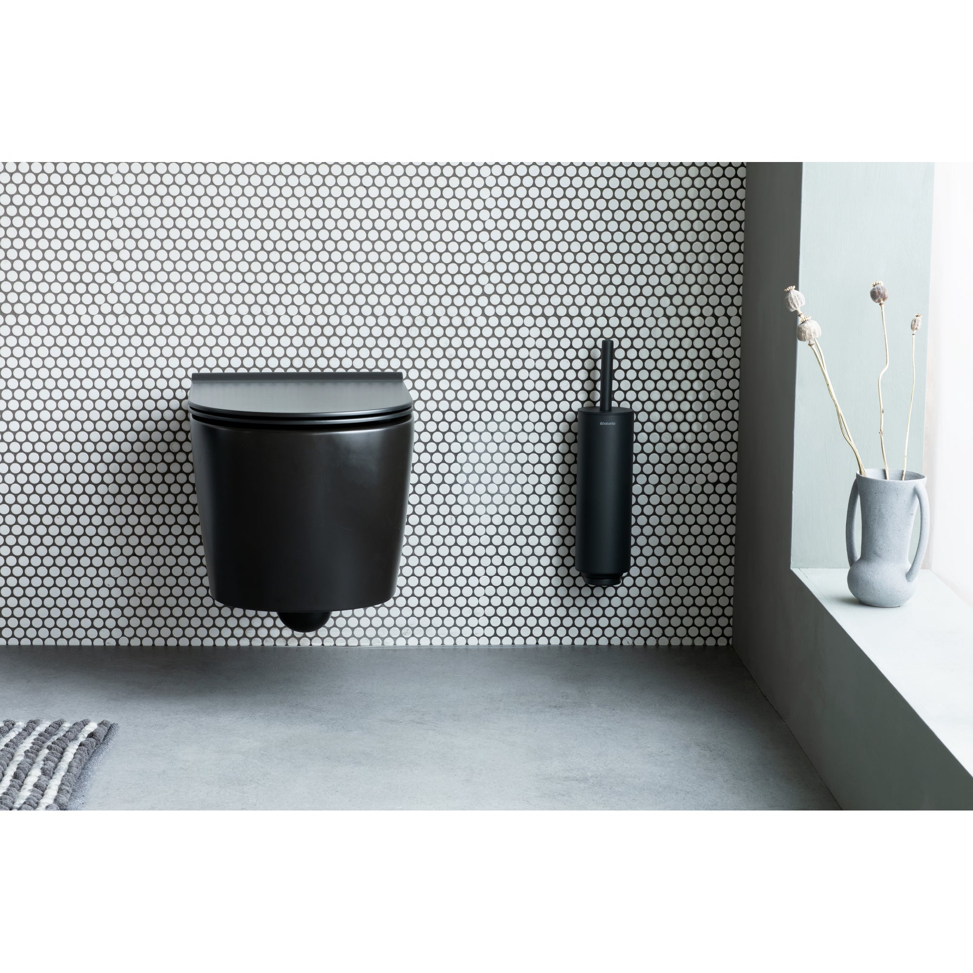 Mindset Toilet Brush & Holder Set - Infinite Grey Color with Replaceable Brush Head | Bathroom Cleaning Essentials for Home & Office Use