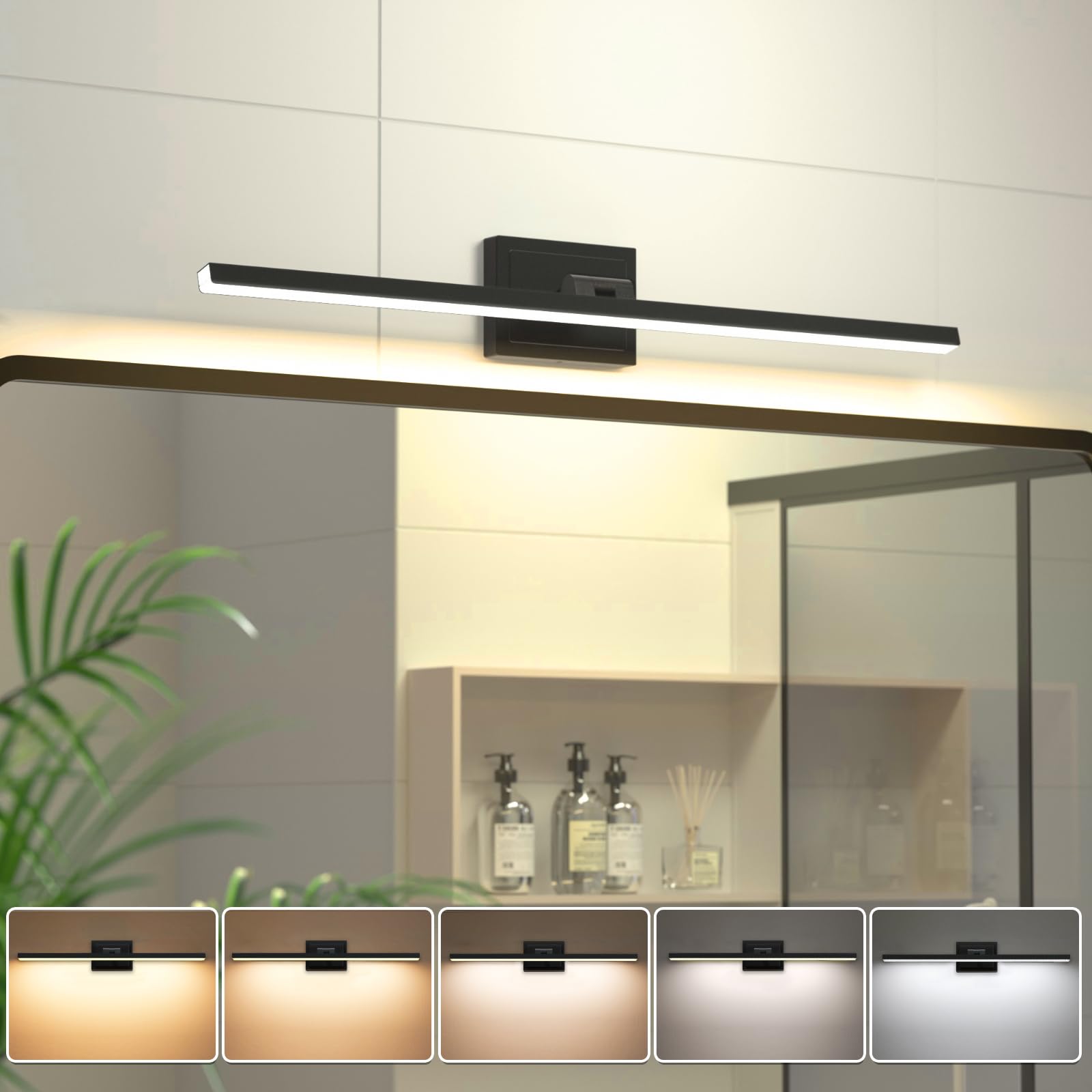 VOLISUN 31.5 Inch Modern LED Bathroom Vanity Light - 18W Dimmable Rotatable Fixture with 5 Color Temperatures, Black Bar Mirror Light for Bathroom Cabinets (ETL Certified) - Perfect for Modern Bathrooms, Spa-Like Retreats & Vanity Makeup Areas