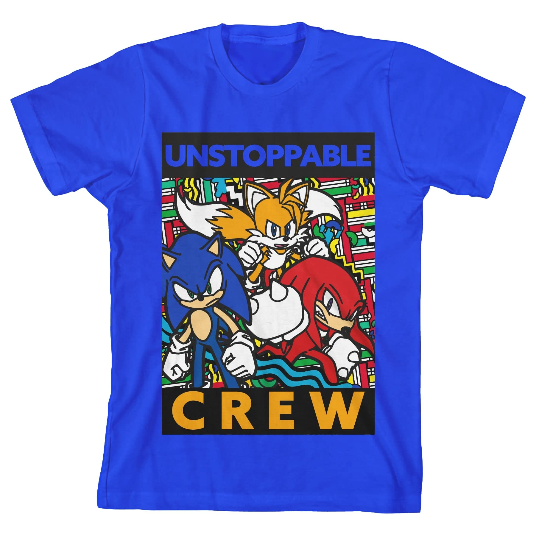 Sonic The Hedgehog Unstoppable Crew Pop Dimension Graphic T-Shirt for Boys - Royal Blue Cotton Tee | Casual Wear, Gaming Events & Fan Merchandise
