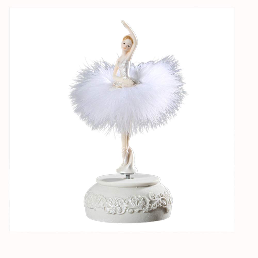 SHYPT Ballerina Music Box - Swan Lake Dancing Girl Carousel with Feathers | Perfect Birthday Gift for Girls, Home Decor & Collectibles | Ideal for Bedroom, Nursery & Gift Giving