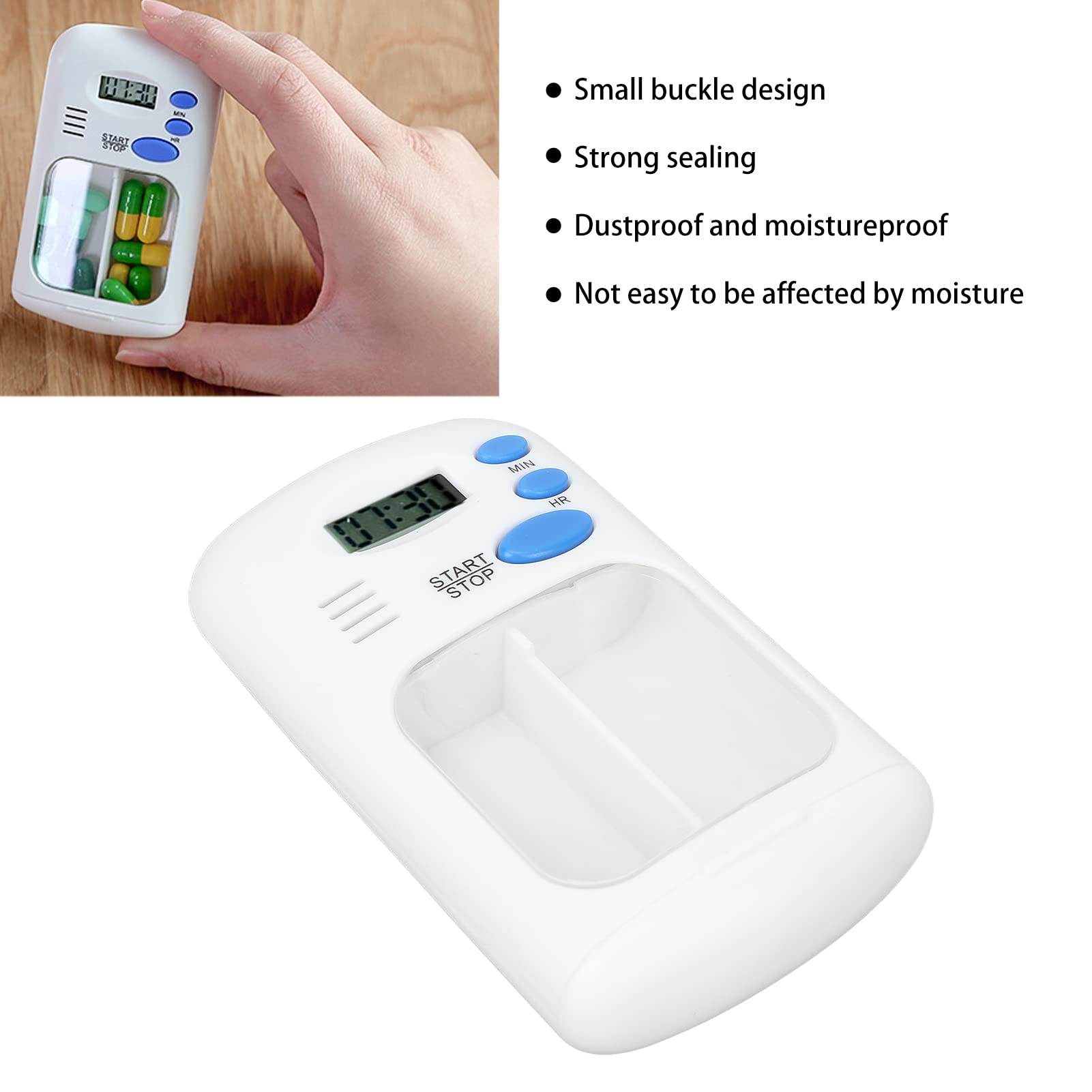 LIZEALUCKY 2-Grid Automatic Pill Dispenser with Alarm - Portable Pill Organizer & Medication Reminder for Daily Use - Easy Setup for Travel, Home, and Elderly Care