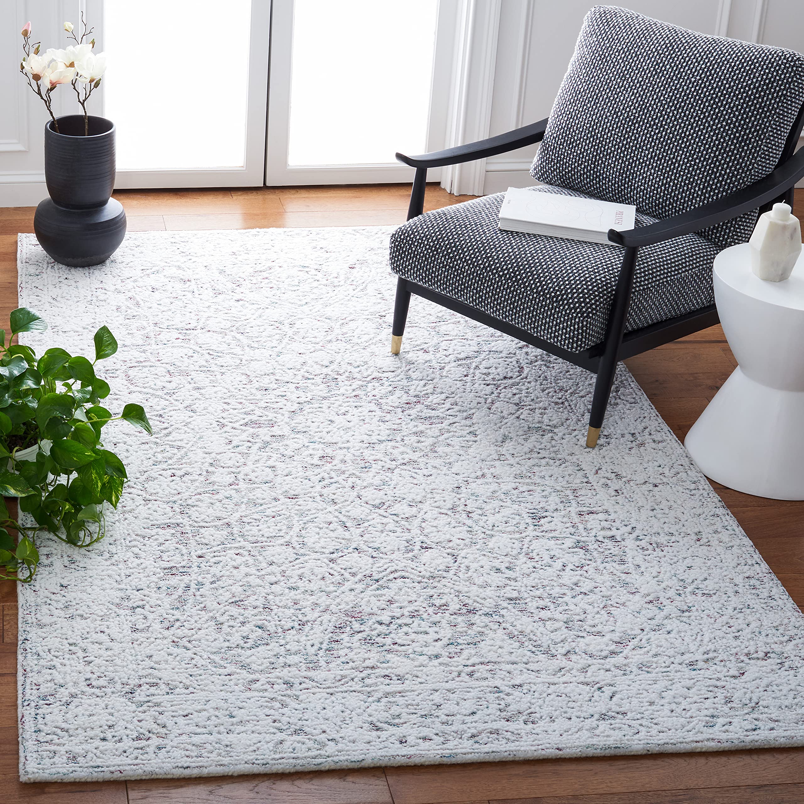 SAFAVIEH Metro Collection 6' Square Ivory & Red Wool Area Rug - Handmade Premium Quality for Living Room, Dining Room & Bedroom Decor | Soft & Durable Floor Covering for Home Interior Design