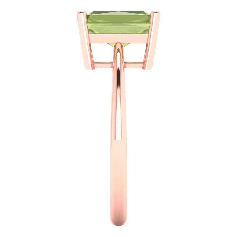 2.5ct Natural Peridot Radiant Cut Solitaire Ring - 18K Rose Gold Engagement Wedding Bridal Promise Anniversary Jewelry - Perfect for Proposals, Vow Renewals & Special Occasions