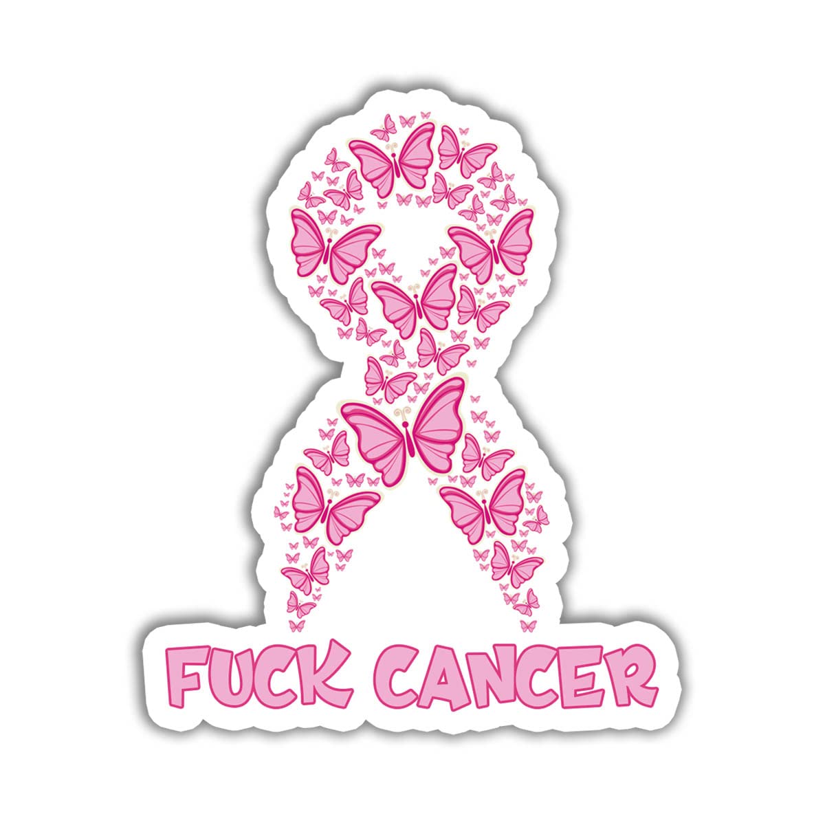 3Pcs F*ck Cancer Stickers - Pink Butterfly Ribbon Breast Cancer Warrior Decals for Laptop, Water Bottle, Phone, Car, Helmet (3