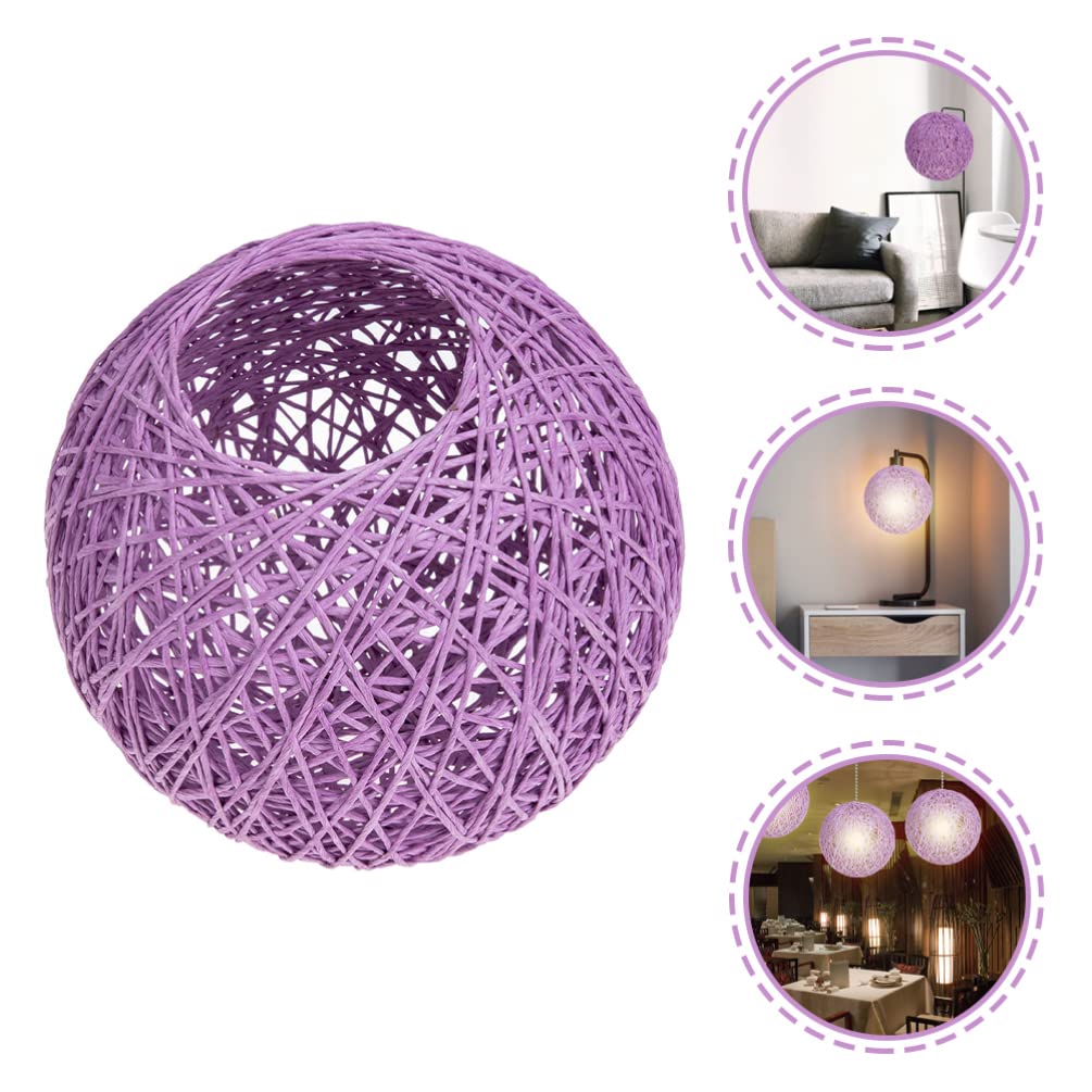 Uonlytech Rattan Chandelier Shade - Woven Ceiling Hanging Lamp Cover for Decorative Light Bulbs, Bamboo Lamp Shade in Purple - Perfect for Boho, Farmhouse & Coastal Home Decor