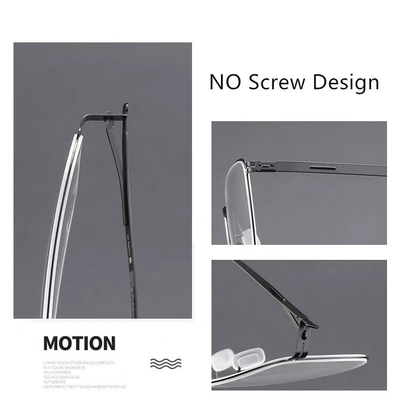 Unisex Full Rim Square Screwless Titanium Alloy Eyeglasses Frame 13519 - Lightweight Durable Glasses for Work, Reading & Fashion