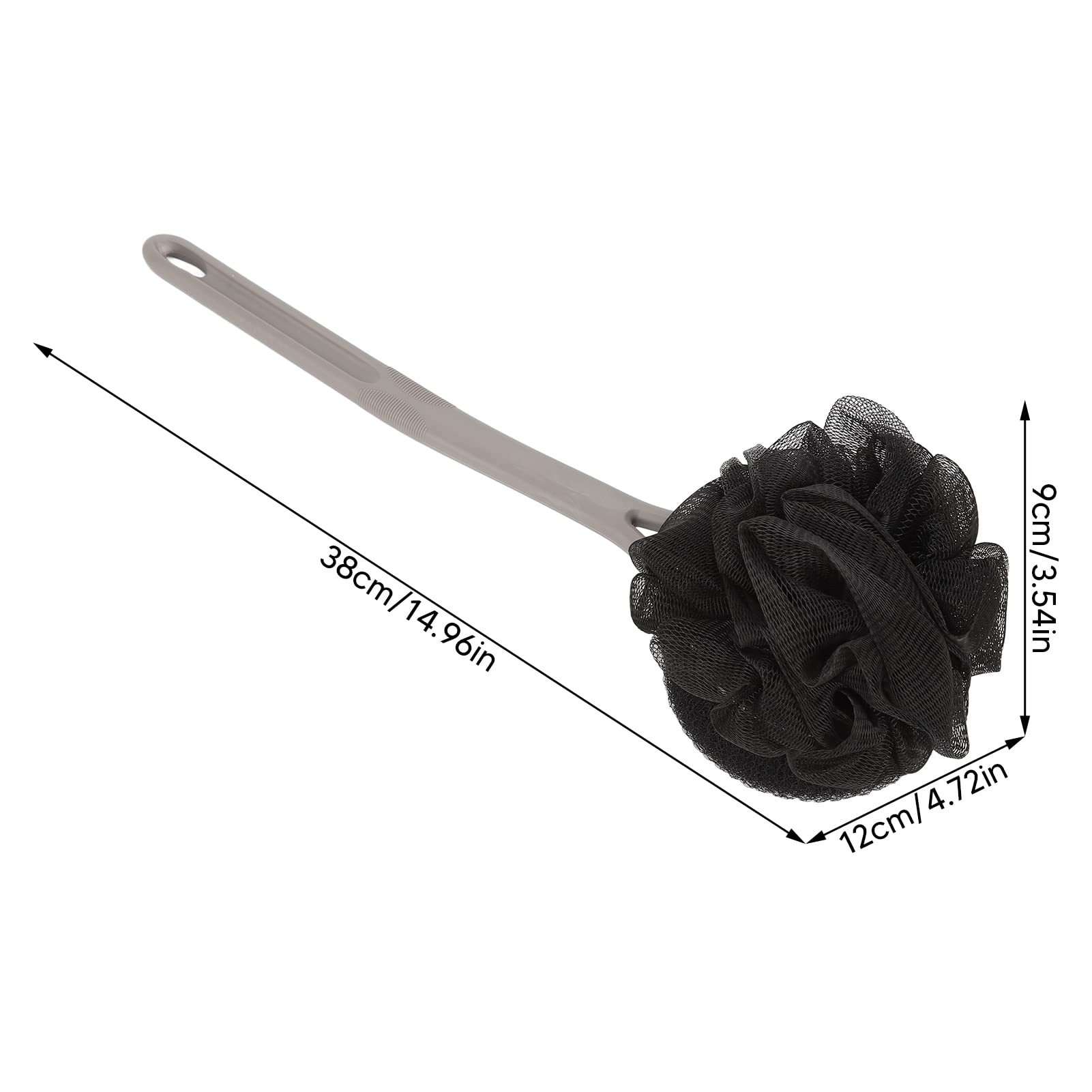 Exfoliating Body Scrubber Brush - Long Handle Shower Brush with Hanging Hole, Double-Sided Exfoliation for Men & Women - Perfect for Deep Cleansing & Back Scrubbing in Bath or Shower (Black)