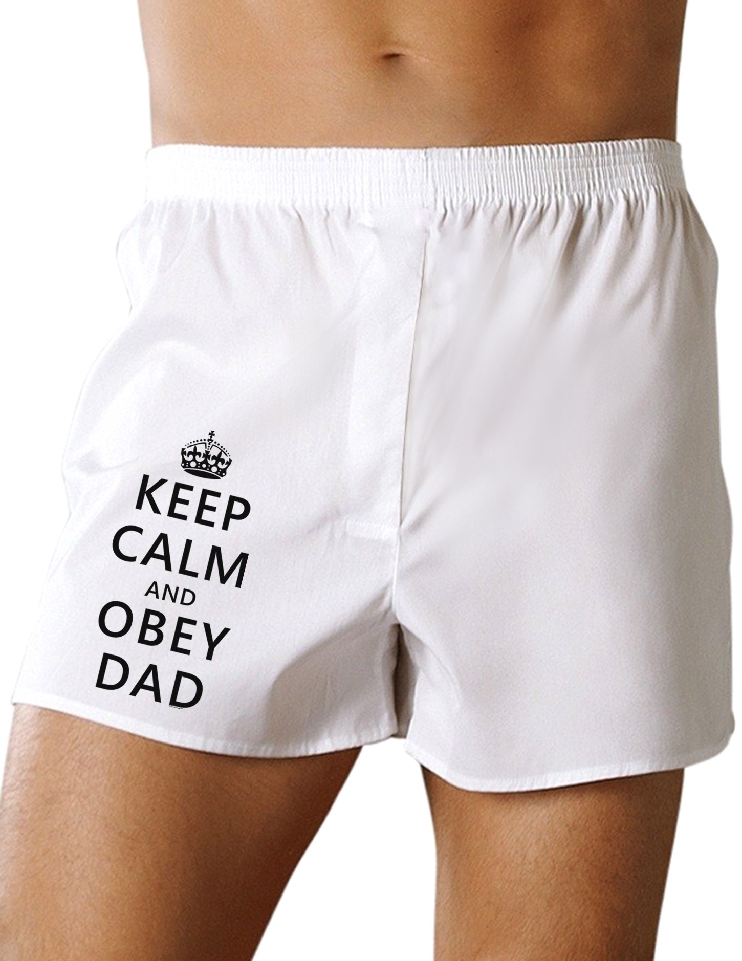 TooLoud Keep Calm and Obey Dad Boxer Shorts - Funny Novelty Underwear for Men, Comfortable Cotton Boxers - Perfect for Father's Day Gifts, Birthday Presents & Casual Wear