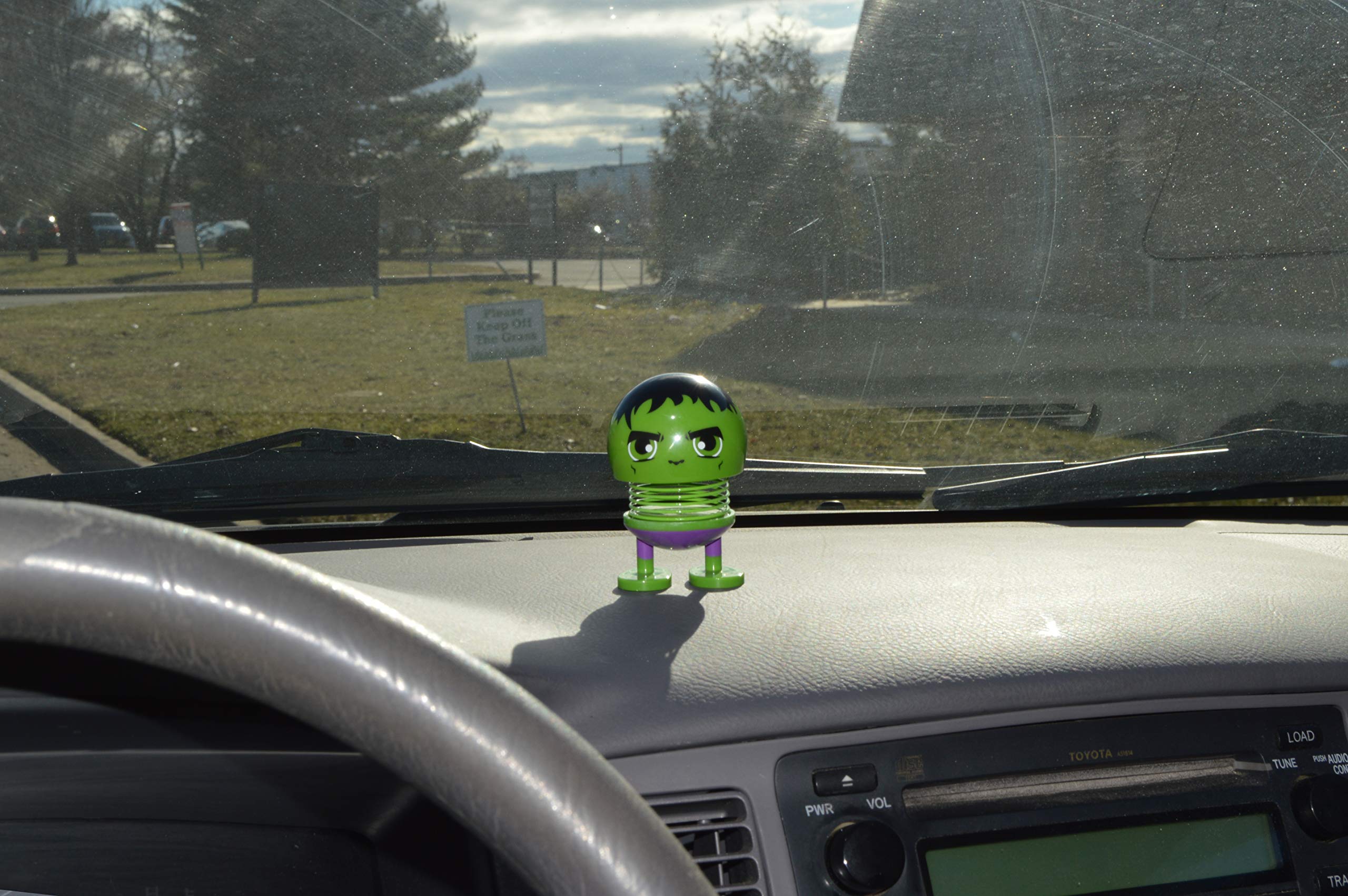 SciencePurchase Green Monster Emoji Bobblehead Car Dashboard Decor - Fun Novelty Toy for Vehicle Interior, Office Desk & Party Favors | Cute Dashboard Ornament Gift for Friends & Car Enthusiasts