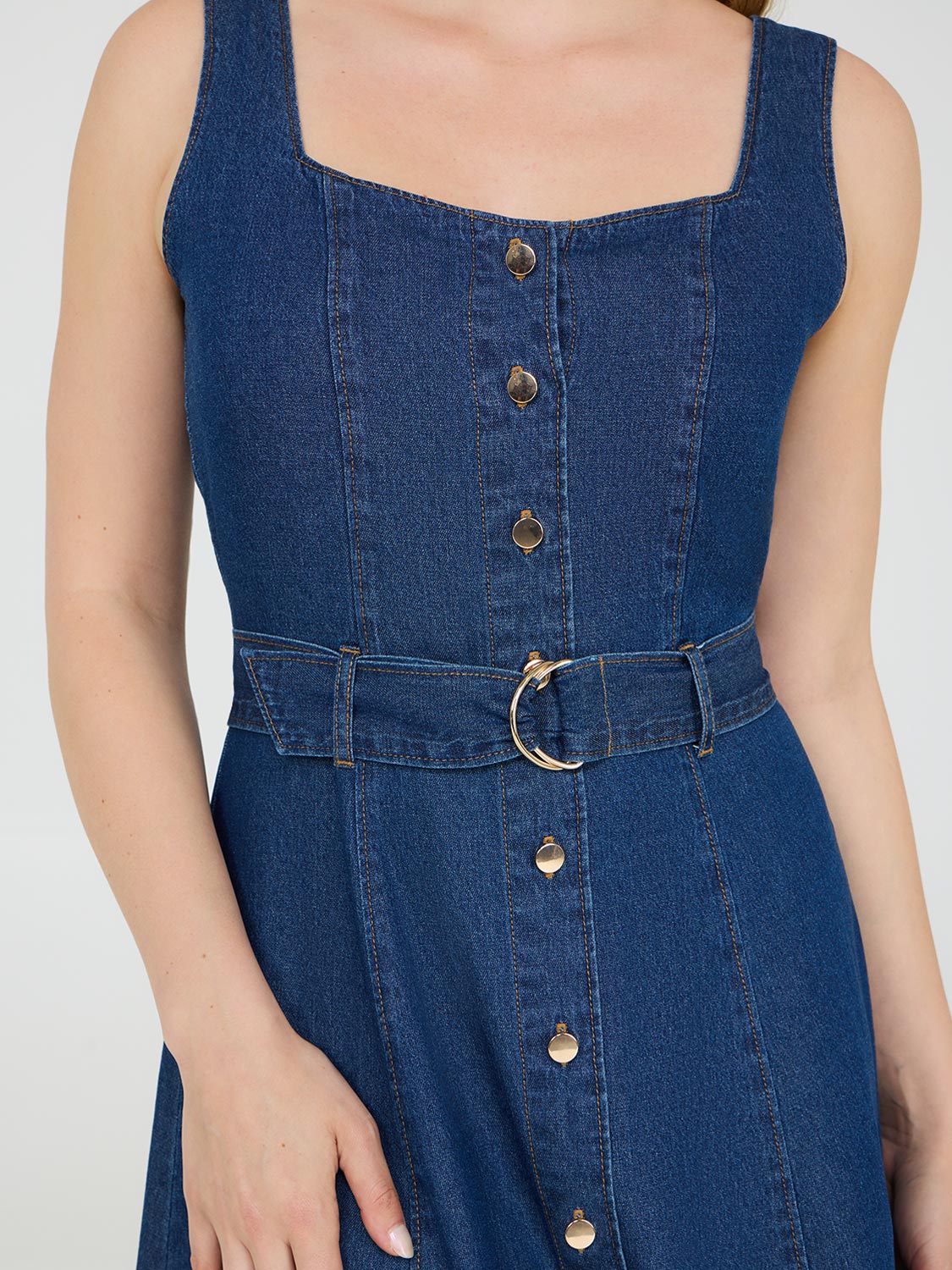 Women's Sleeveless Denim Midi Dress - Casual Summer Dress for Beach, Vacation & Street Style Fashion