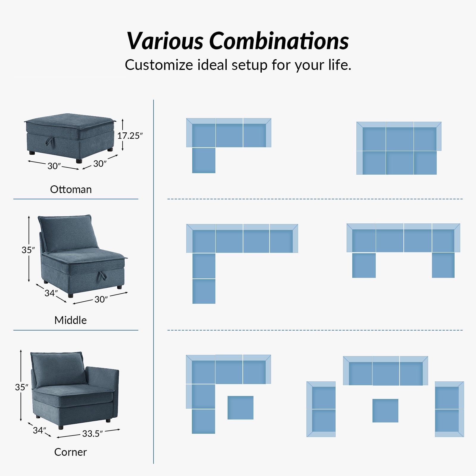 Harmetrix Oversized Soft Sectional Couch with Storage | Modern L-Shaped Sofa Bed with Hidden Compartment | Perfect for Living Room, Family Room & Small Spaces