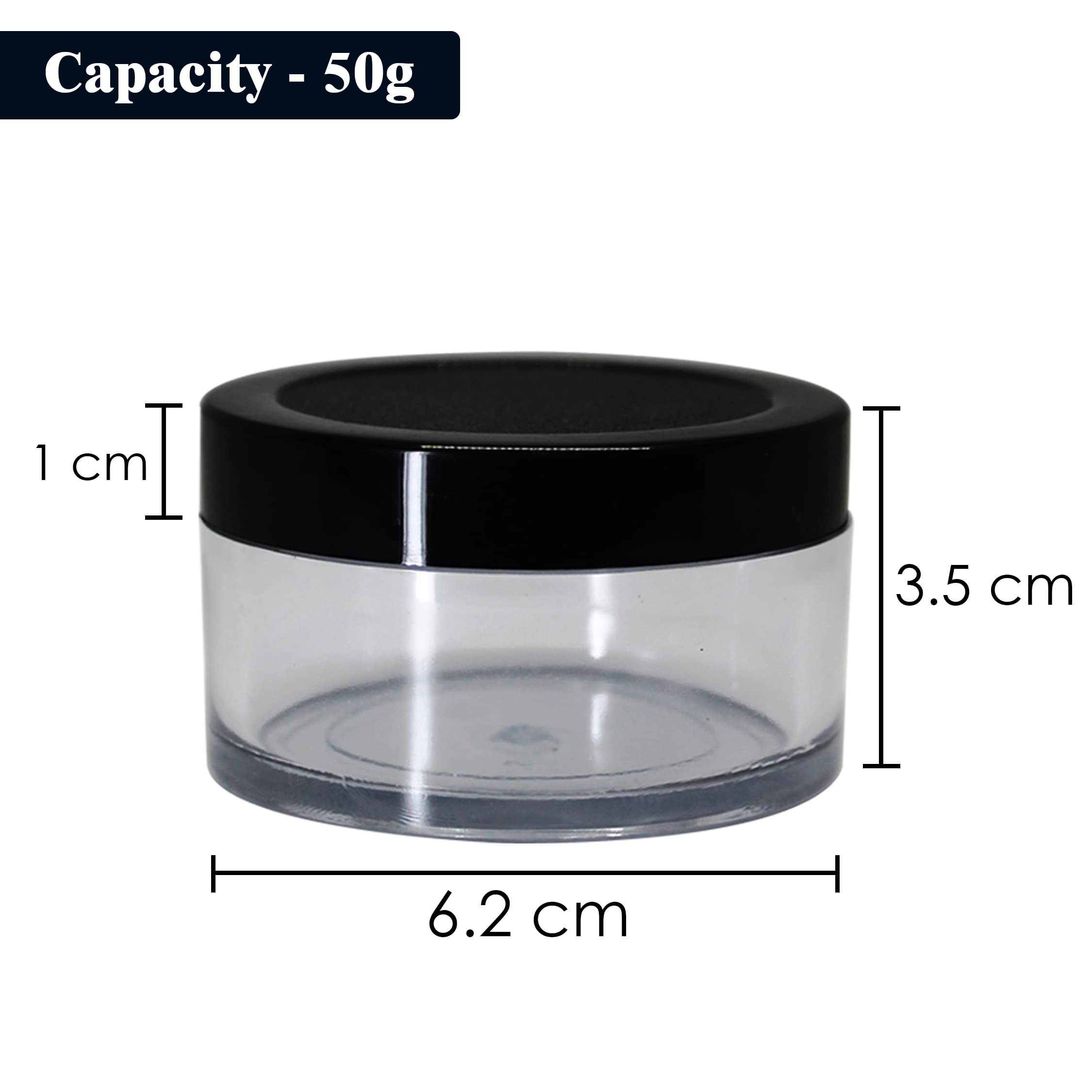 NSB Herbals 12-Pack Clear Acrylic Jars with Black & White Lids (50g) - Perfect for Lip Balm, DIY Skincare, Body Butter & Cream Storage | Ideal for Home Crafting, Beauty Products & Small Batch Cosmetics