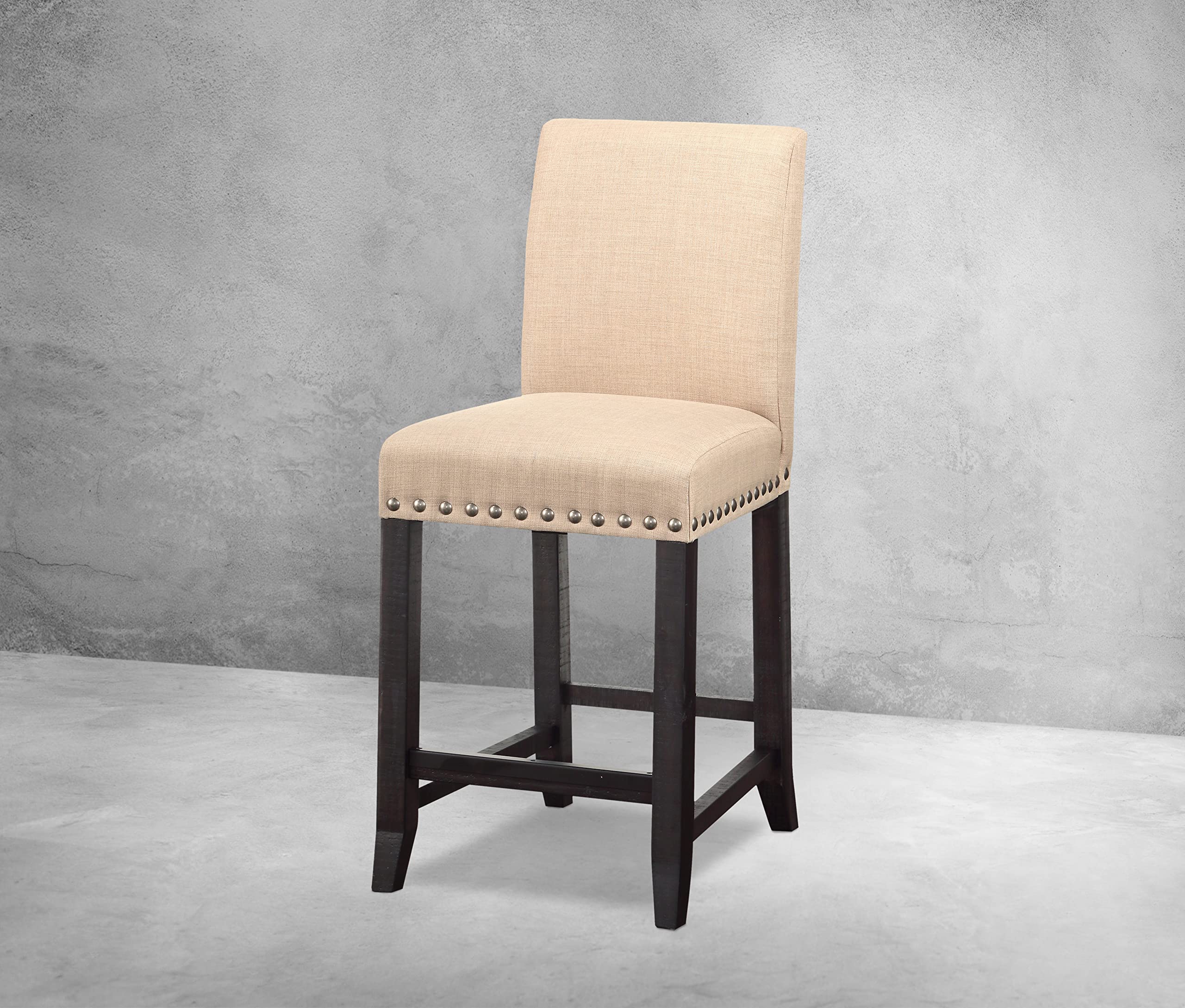 Modus Furniture Yosemite Upholstered Kitchen Counter Stool Set of 2 - Cafe Brown Bar Stools with Back Support for Breakfast Nook, Kitchen Island & Dining Room Decor