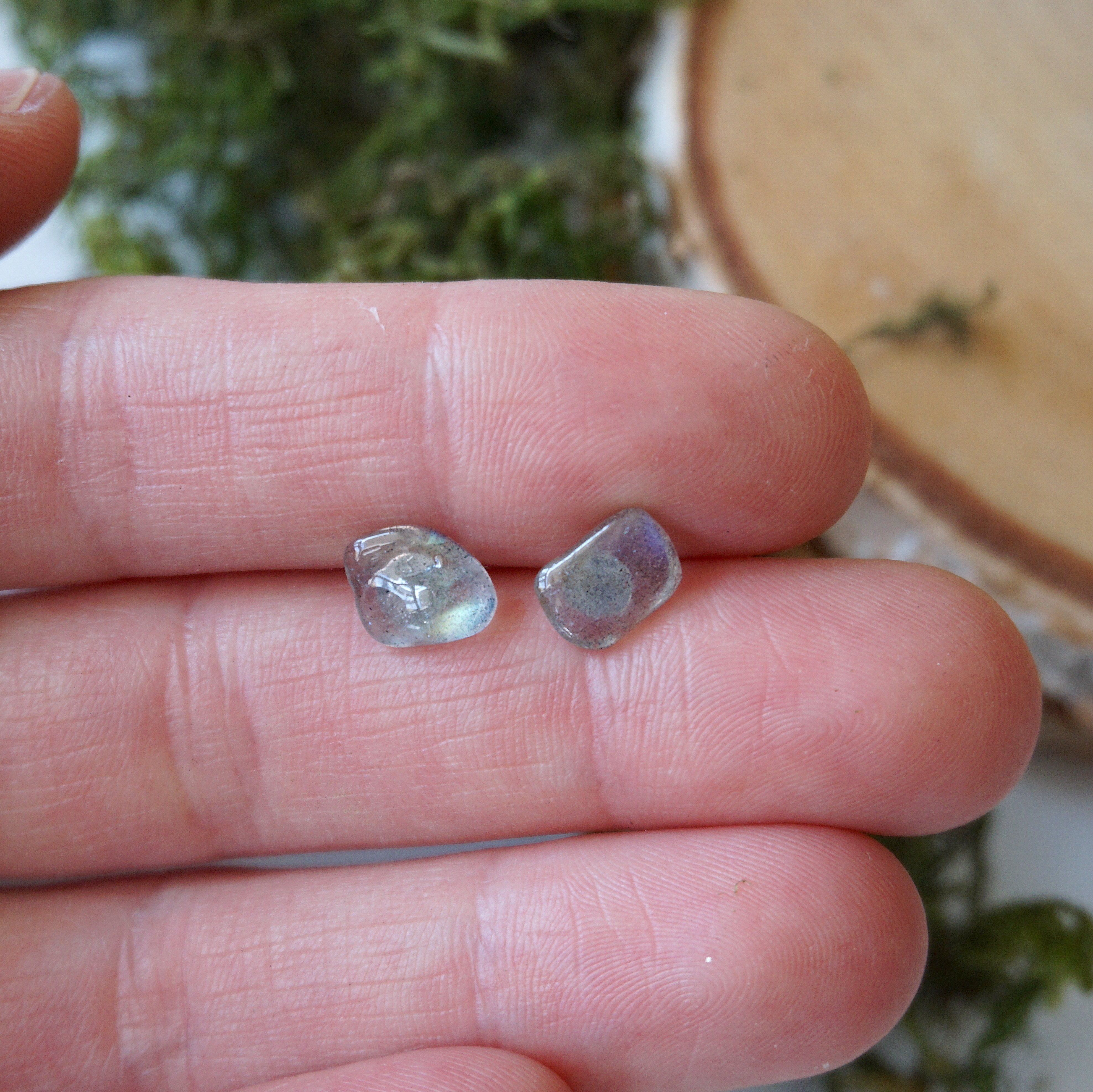 Natural Labradorite Stud Earrings for Women - Hypoallergenic Sterling Silver Post Earrings - Perfect for Everyday Wear, Gifts & Special Occasions