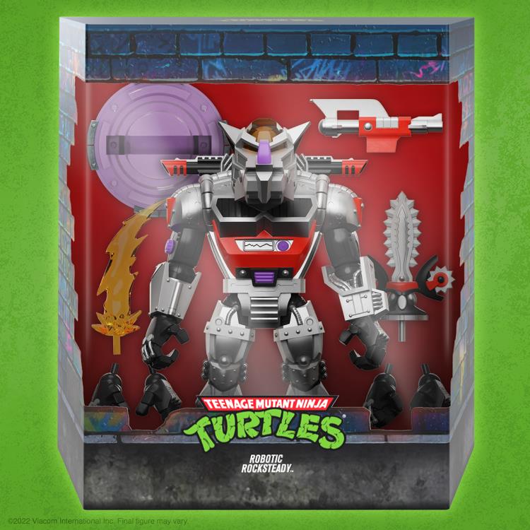 Super7 Teenage Mutant Ninja Turtles Ultimates! Robot Rocksteady Action Figure - Collectible TMNT Toy for Fans & Display, Perfect for Home Decor, Office Display, and TMNT Collections