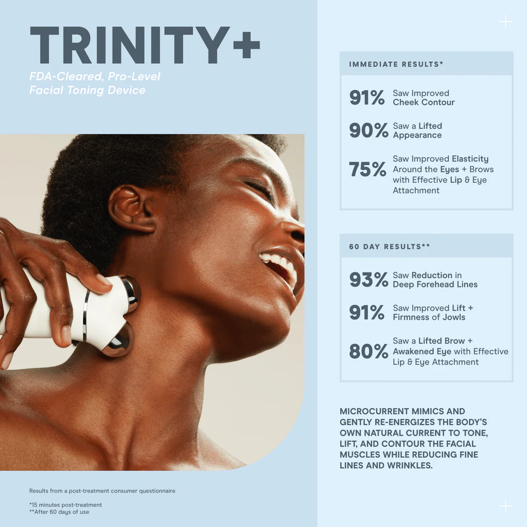 NuFACE Trinity Facial Toning Device with Lip & Eye Attachments - Anti-Aging Microcurrent Skincare for Wrinkle Reduction & Firming - Perfect for Home Use & Travel Beauty Routine