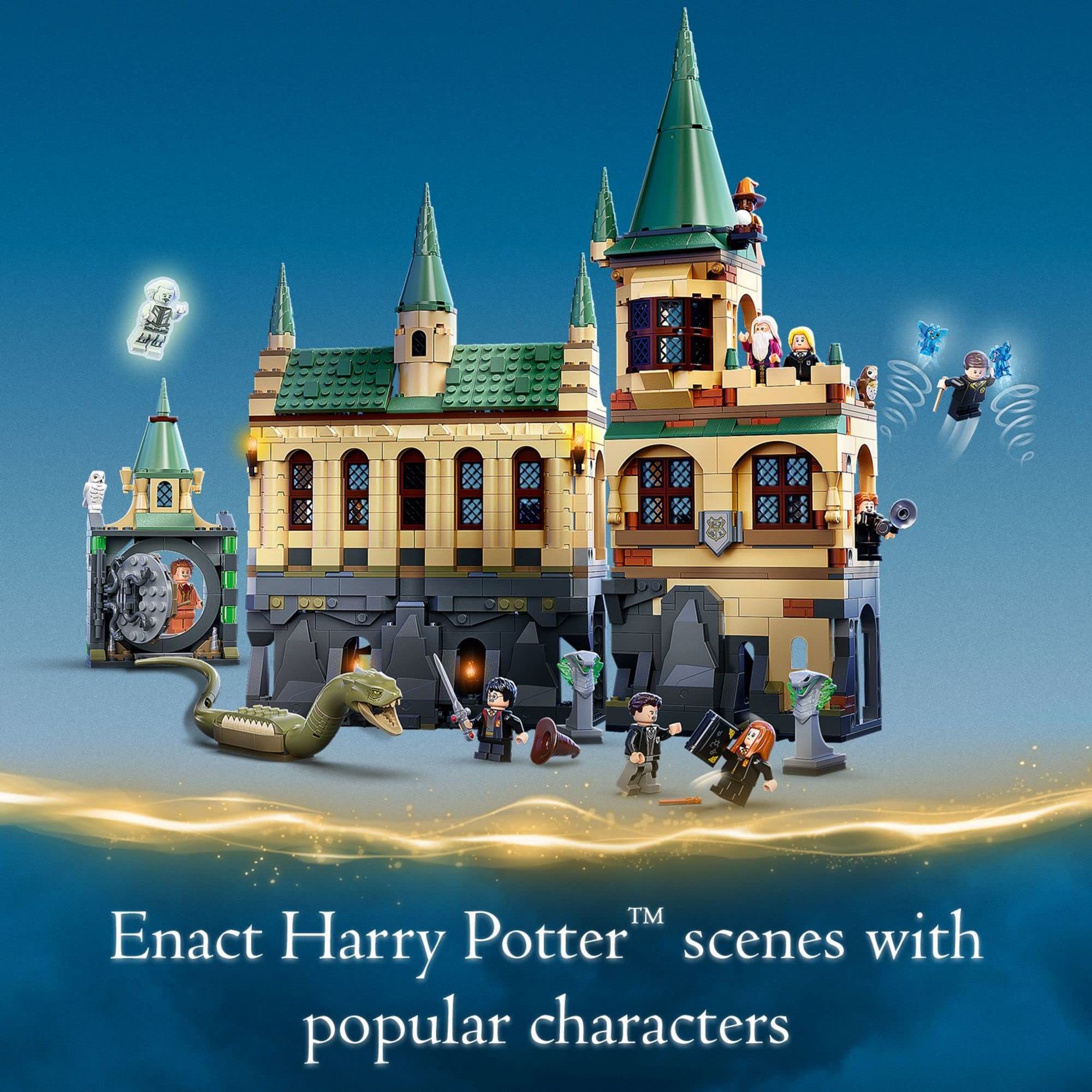 LEGO Harry Potter Hogwarts Chamber of Secrets 76389 Building Kit - 20th Anniversary Castle Set with The Great Hall, Collectible Golden Voldemort Minifigure & Glow-in-The-Dark Nearly Headless Nick | Perfect Gift for Potter Fans, Creative Play & Display