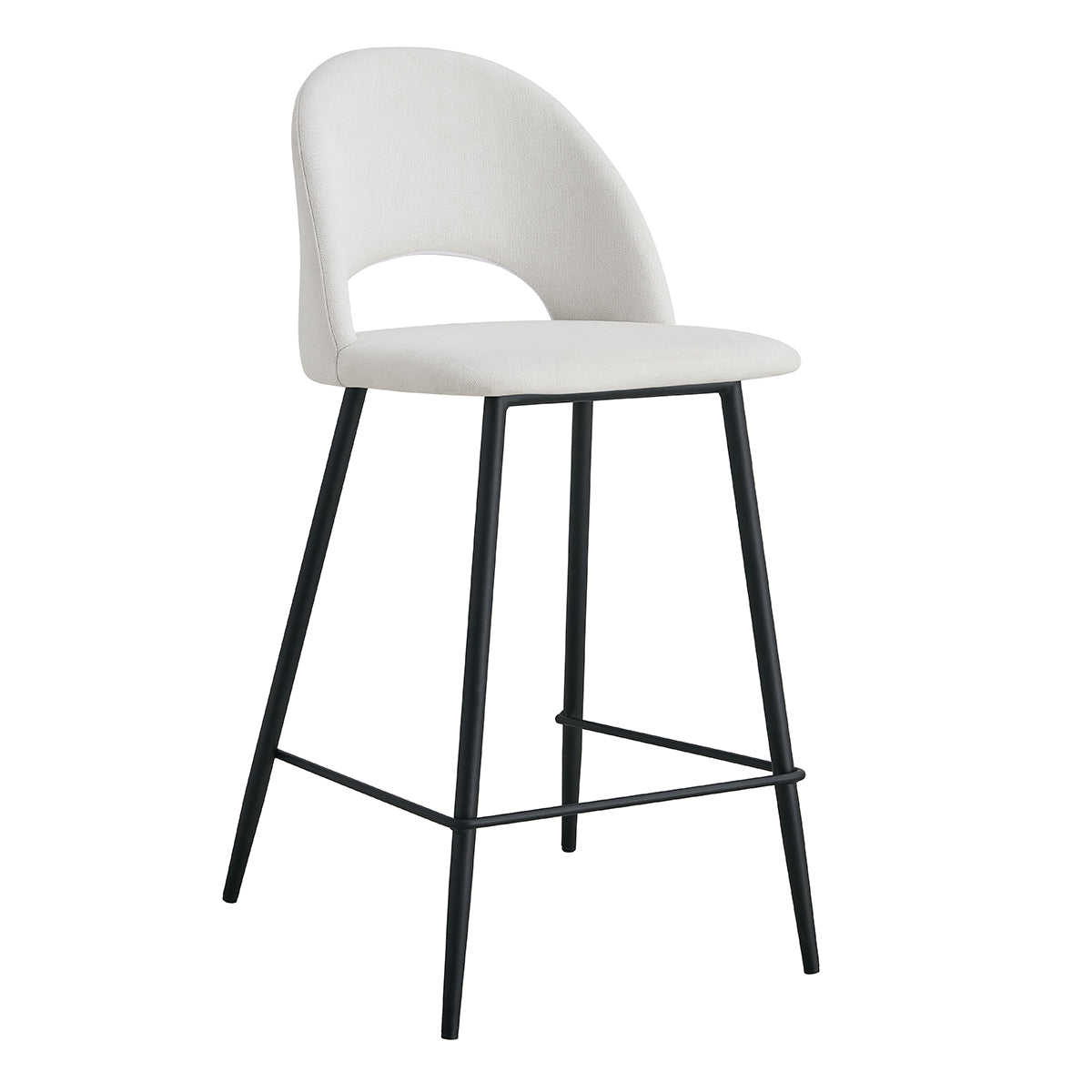 Asta Fabric Bar Stool Set of 2 - Modern Kitchen Counter Height Stools with Padded Seat & Metal Legs - Perfect for Breakfast Nook, Kitchen Island & Home Bar Decor