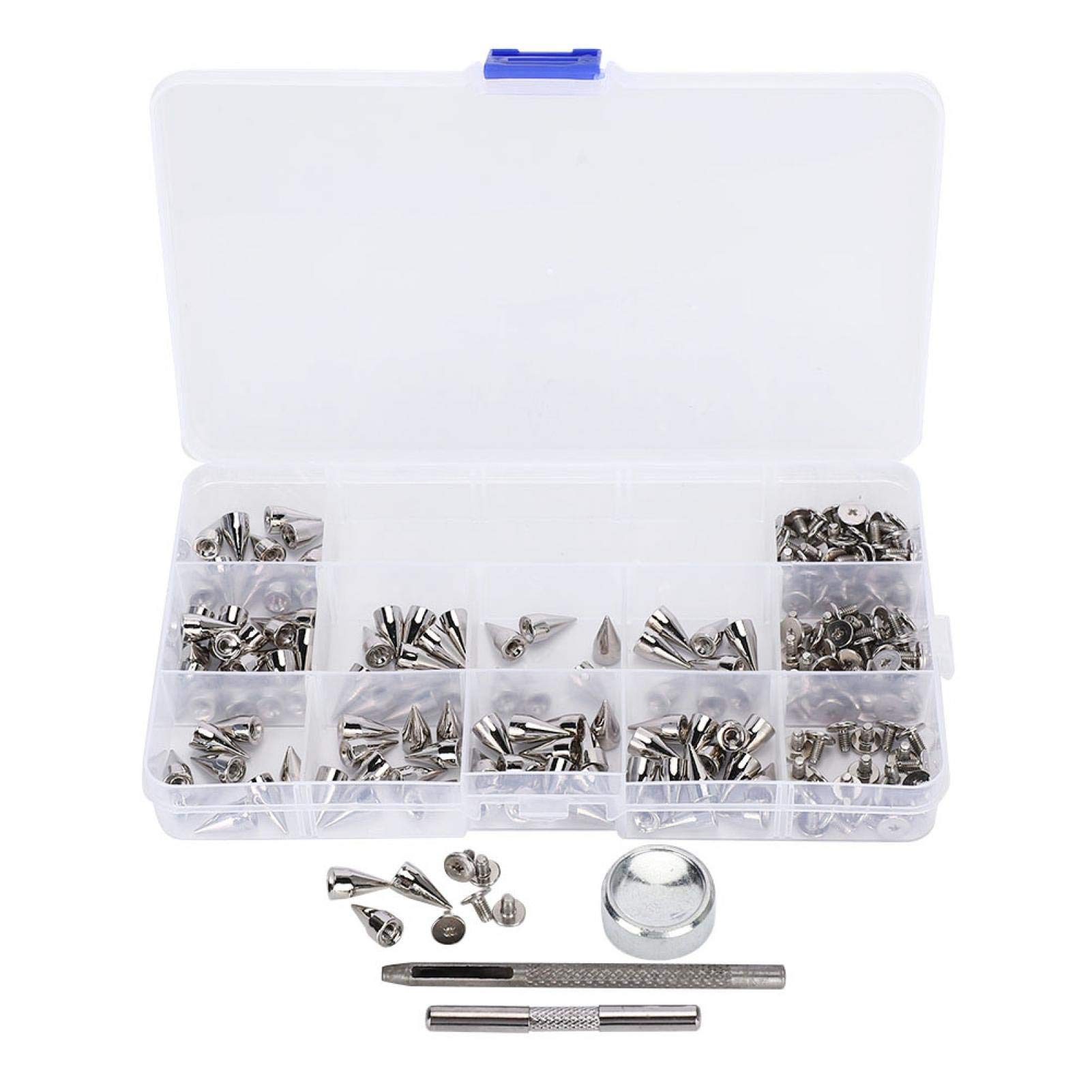 Punk Patches Cone Spikes Rivet Studs for Clothing & Leathercraft - DIY Punk Accessories for Jackets, Vests, Bracelets & Bags - Includes Installation Tool for Easy Attachment