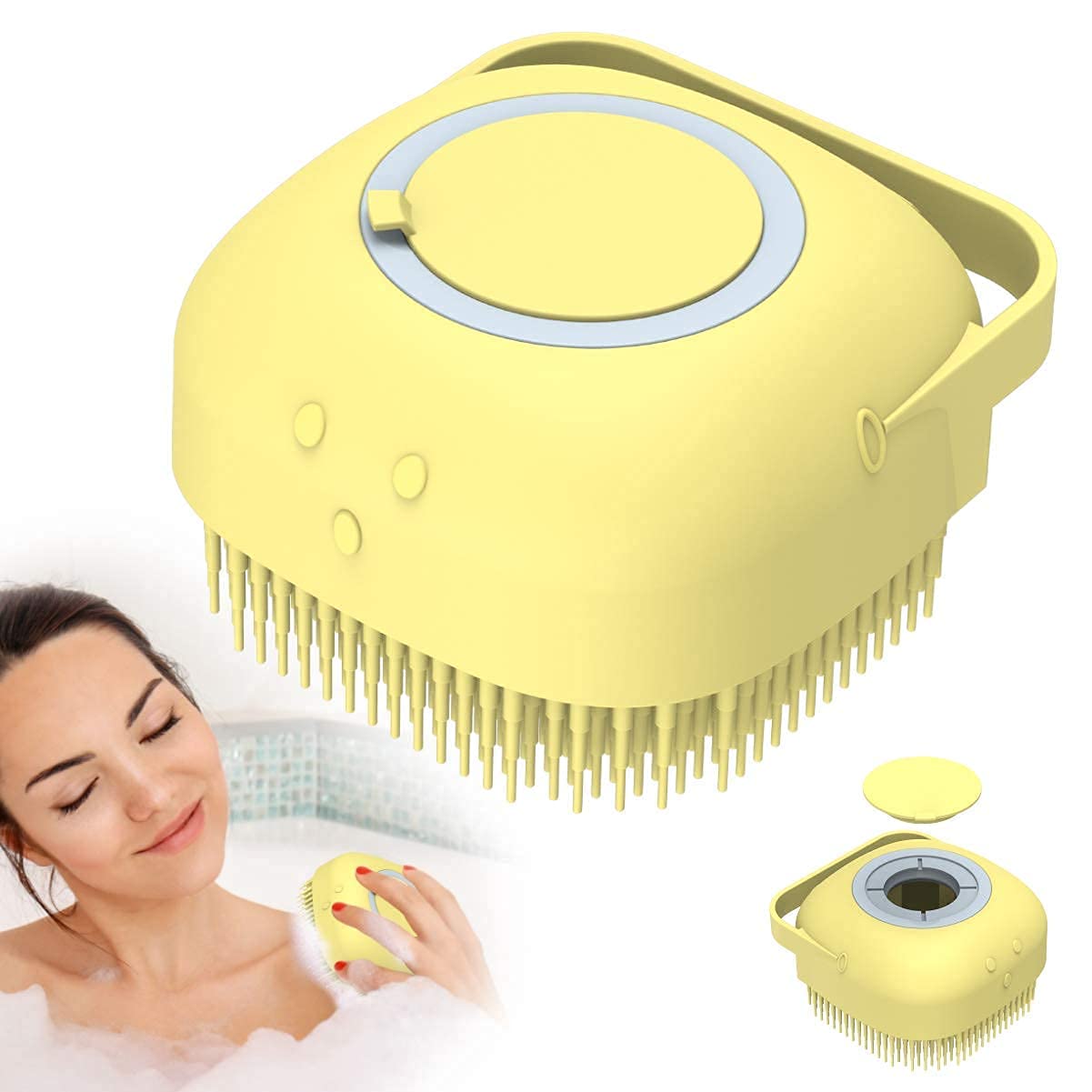 Premium Silicone Body Scrubber with Shampoo Dispenser - Exfoliating Bath Brush for Deep Skin Cleansing & Massage - Shower Brush for Women, Men & Kids (Multicolor, Pack of 1) - Perfect for Spa Days & Sensitive Skin Care