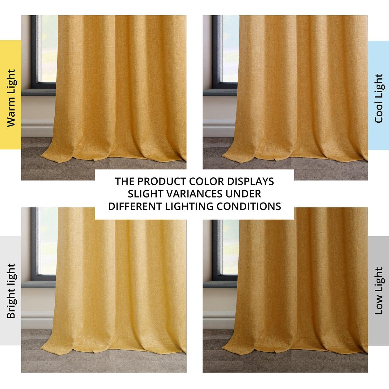 Premium Dandelion Gold Grommet Textured Faux Linen Blackout Curtains - Thermal Insulated Window Drapes for Bedroom, Living Room & Home Theater