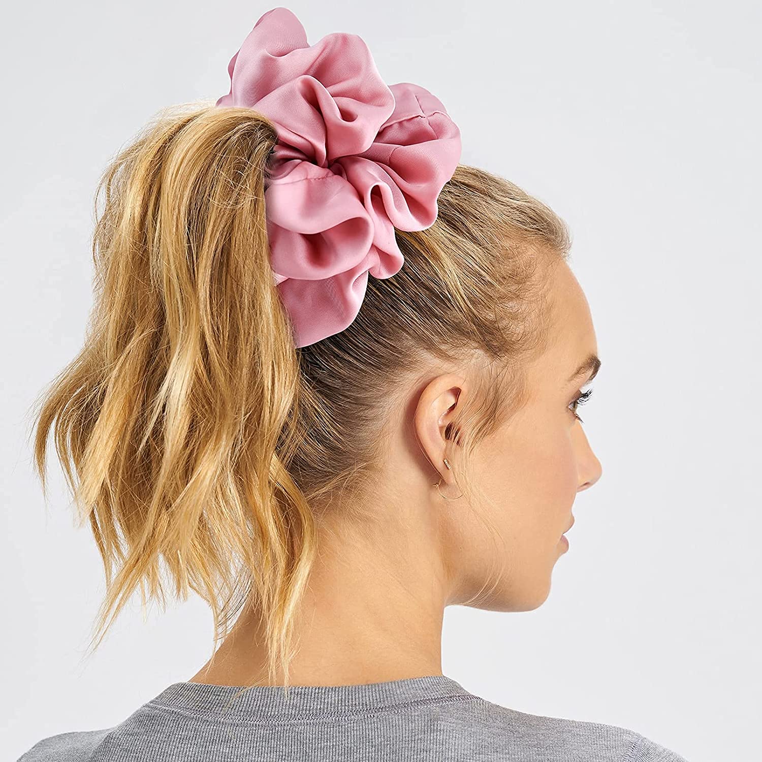 6 Pcs Silk Satin Scrunchies Hair Ties - Soft Ponytail Holders for Women & Girls | Neutral Hair Accessories for Everyday, Workout & Special Occasions