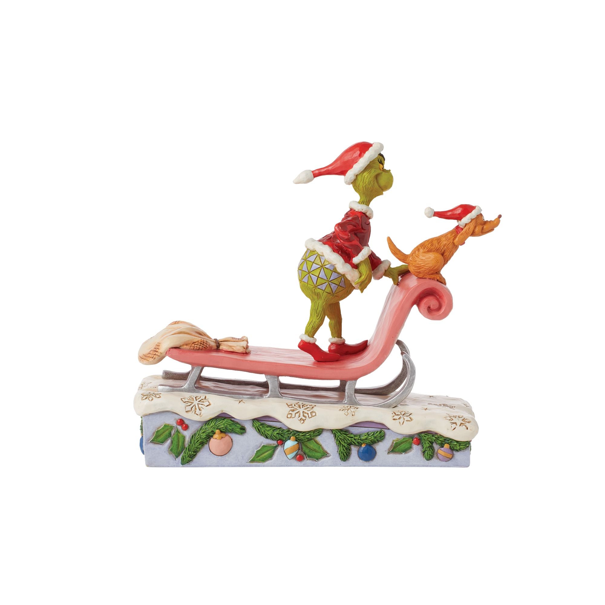 Grinch and Max on Sled Christmas Decor - Festive Holiday Home Decor for Xmas Tree, Mantel & Winter Wonderland Displays