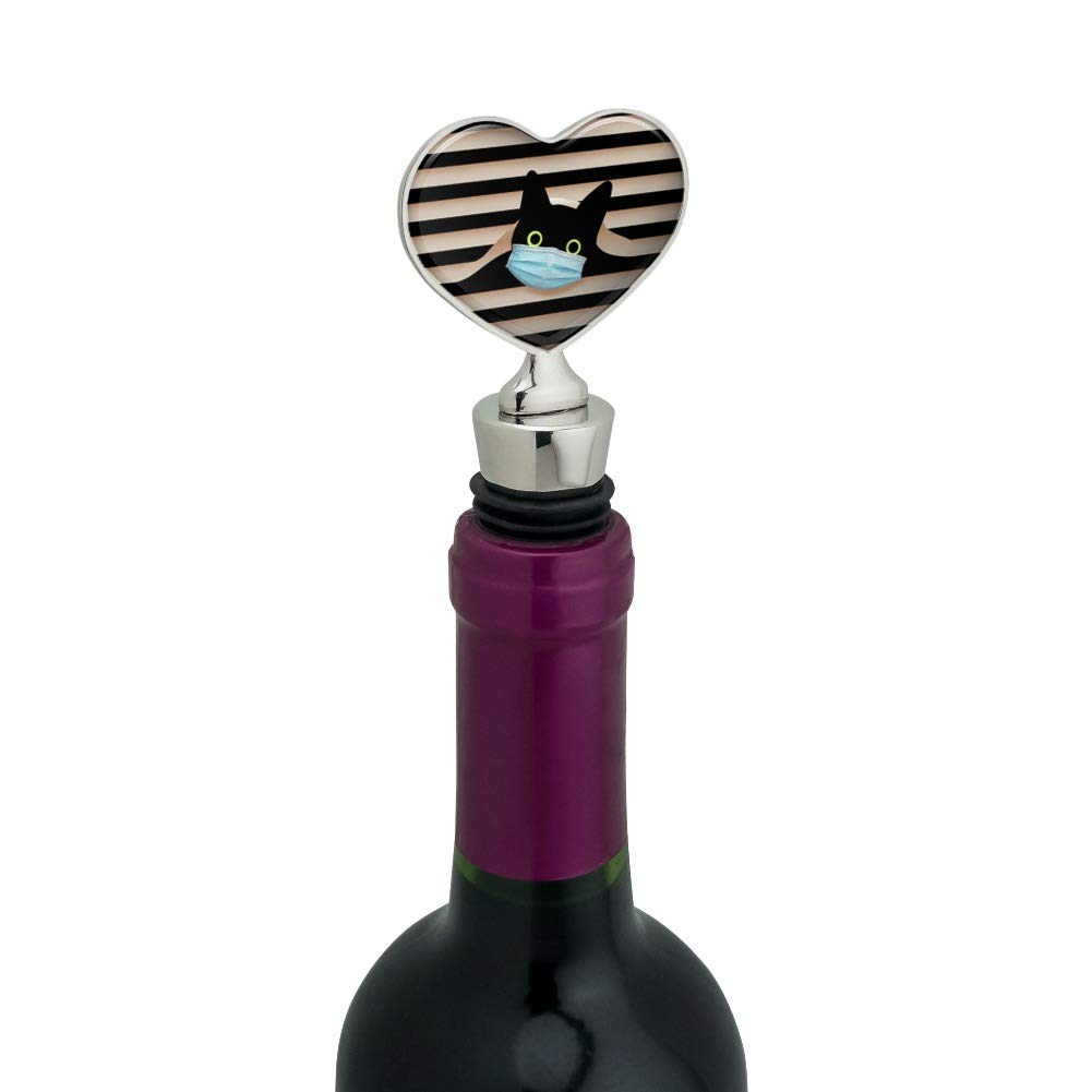 Quarantine Cat in Window Heart Love Wine Bottle Stopper - Cute Cat-Shaped Wine Cork for Wine Lovers, Perfect for Home Bars, Dinner Parties & Gifts