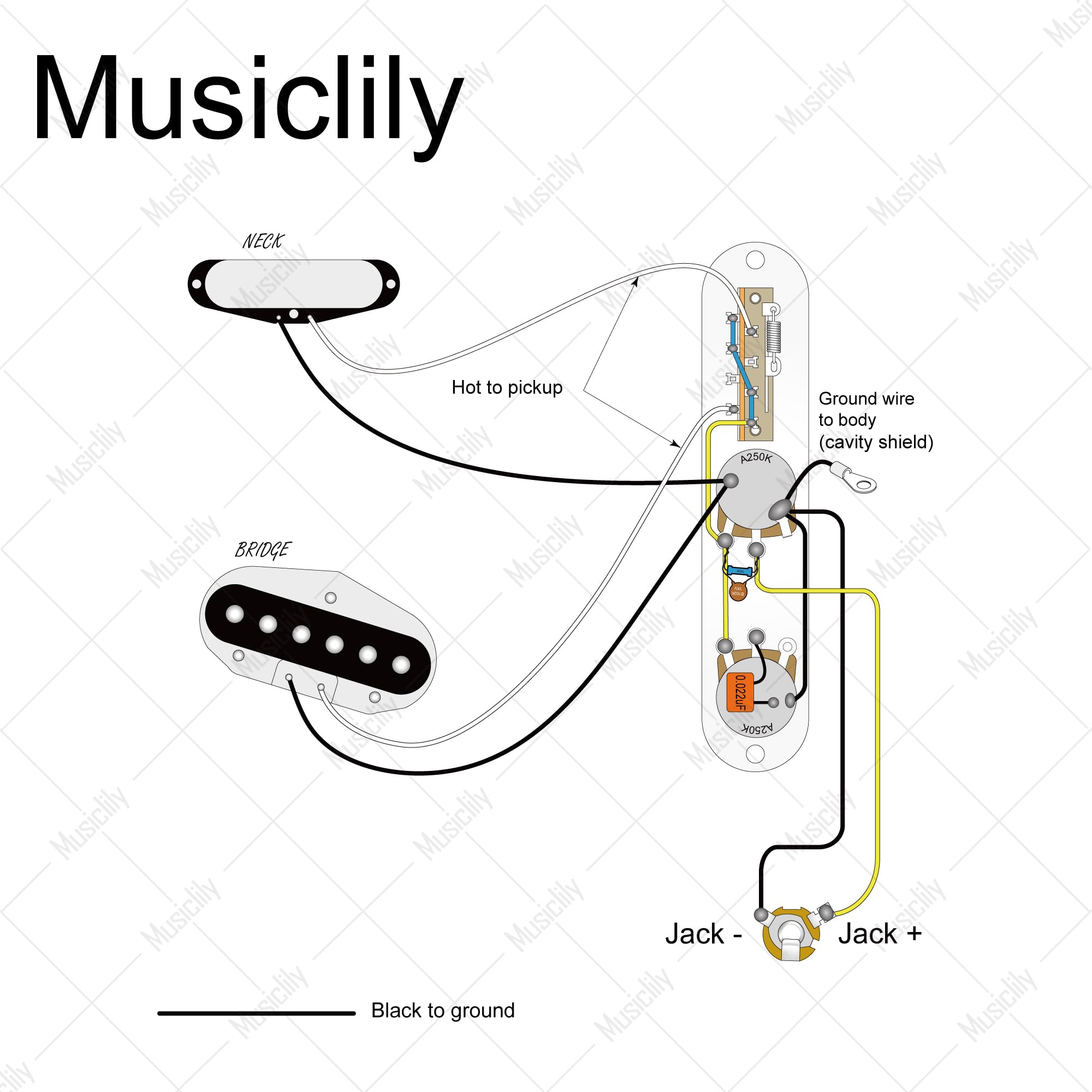 Musiclily Pro Pre-wired Tele Pickguard & Loaded Control Plate with Artec Alnico 5 Pickups for TL Style Electric Guitar - 3-Ply Black | Perfect for Blues, Rock & Country Performances