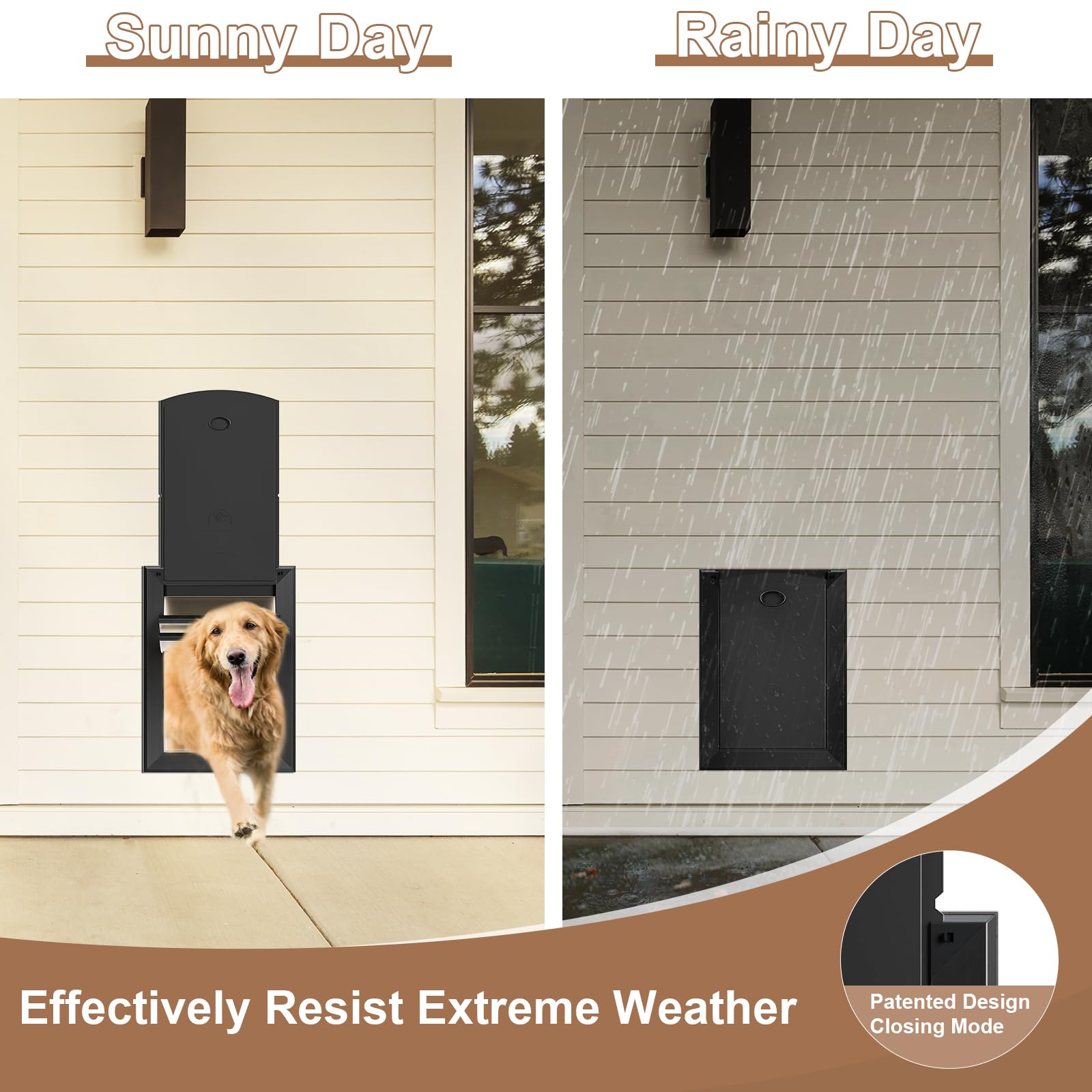Extra Large Heavy Duty Dog Door for Wall - Aluminum Frame & Telescoping Tunnel with Magnetic Flaps & Lock Panels (Up to 220lbs, Black) - Perfect for Large Breed Dogs, Pet Safety & Convenient Indoor/Outdoor Access