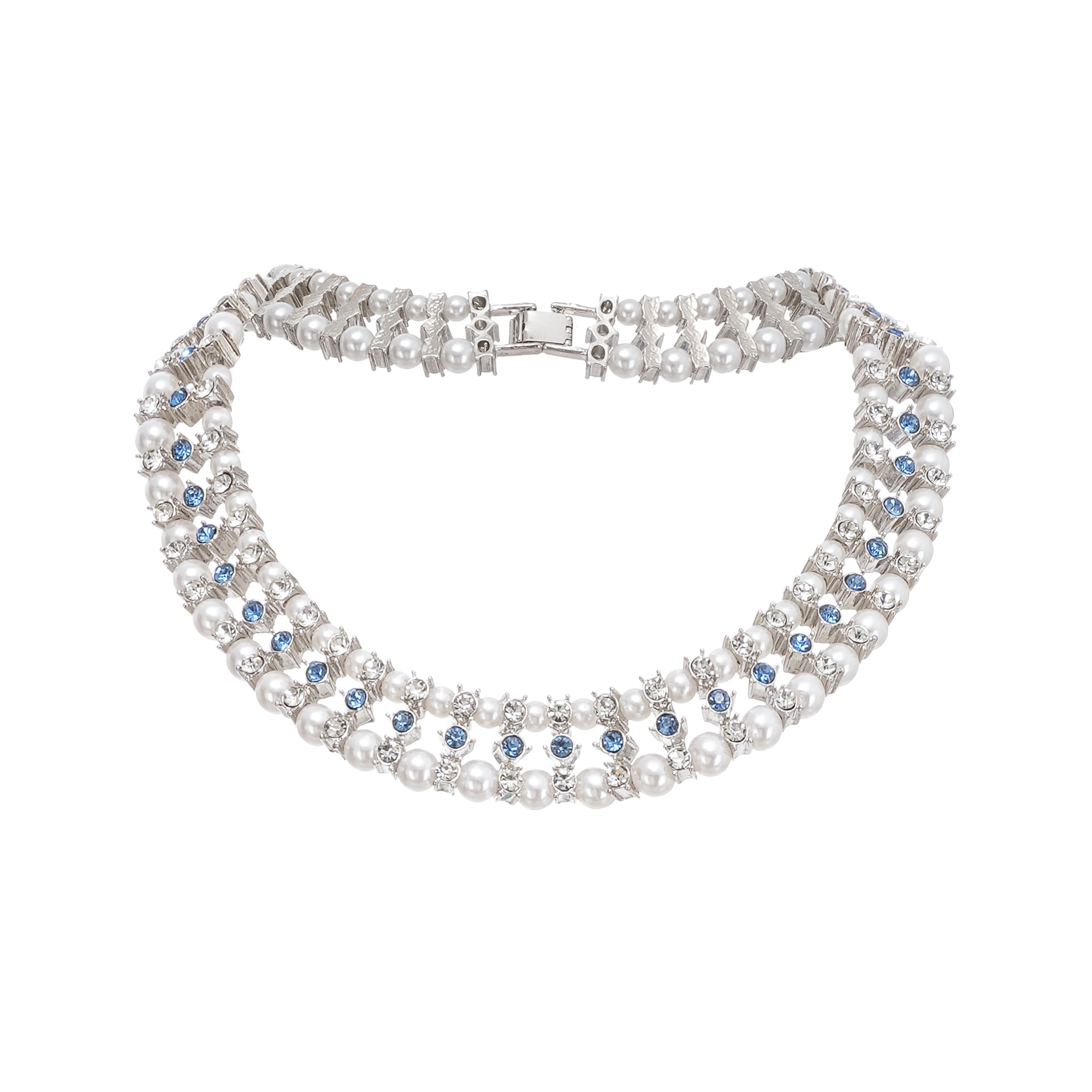 Alana Crystal Embellished Faux Pearl Necklace - Elegant Women's Jewelry for Parties, Weddings & Special Occasions